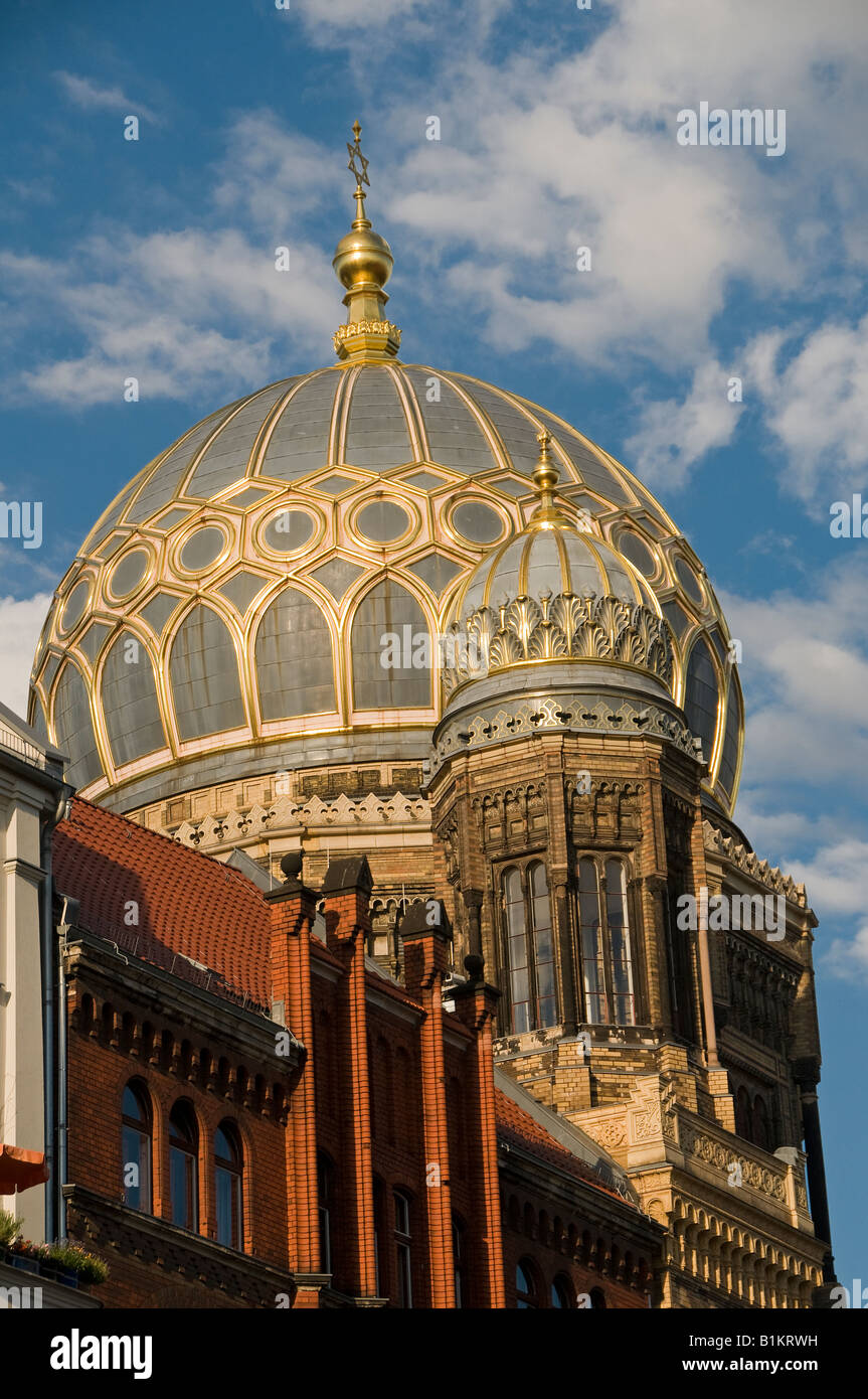 The mid-19th century Neue Synagoge New Jewish synagogue decorated with distinct Moorish style located on Oranienburger street in Berlin Germany Stock Photo