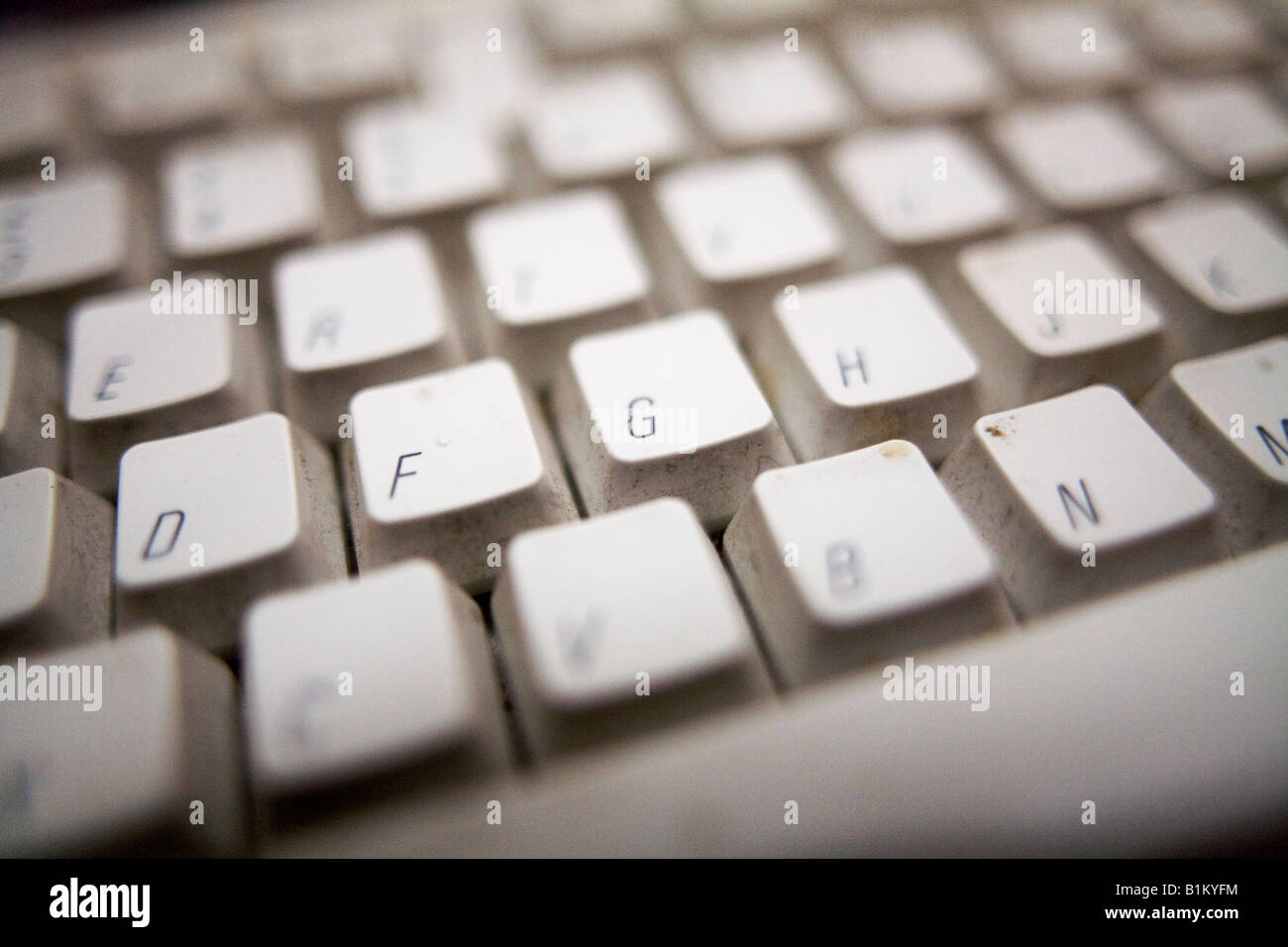 Dirty computer keyboard letters d f and g stock photo alamy