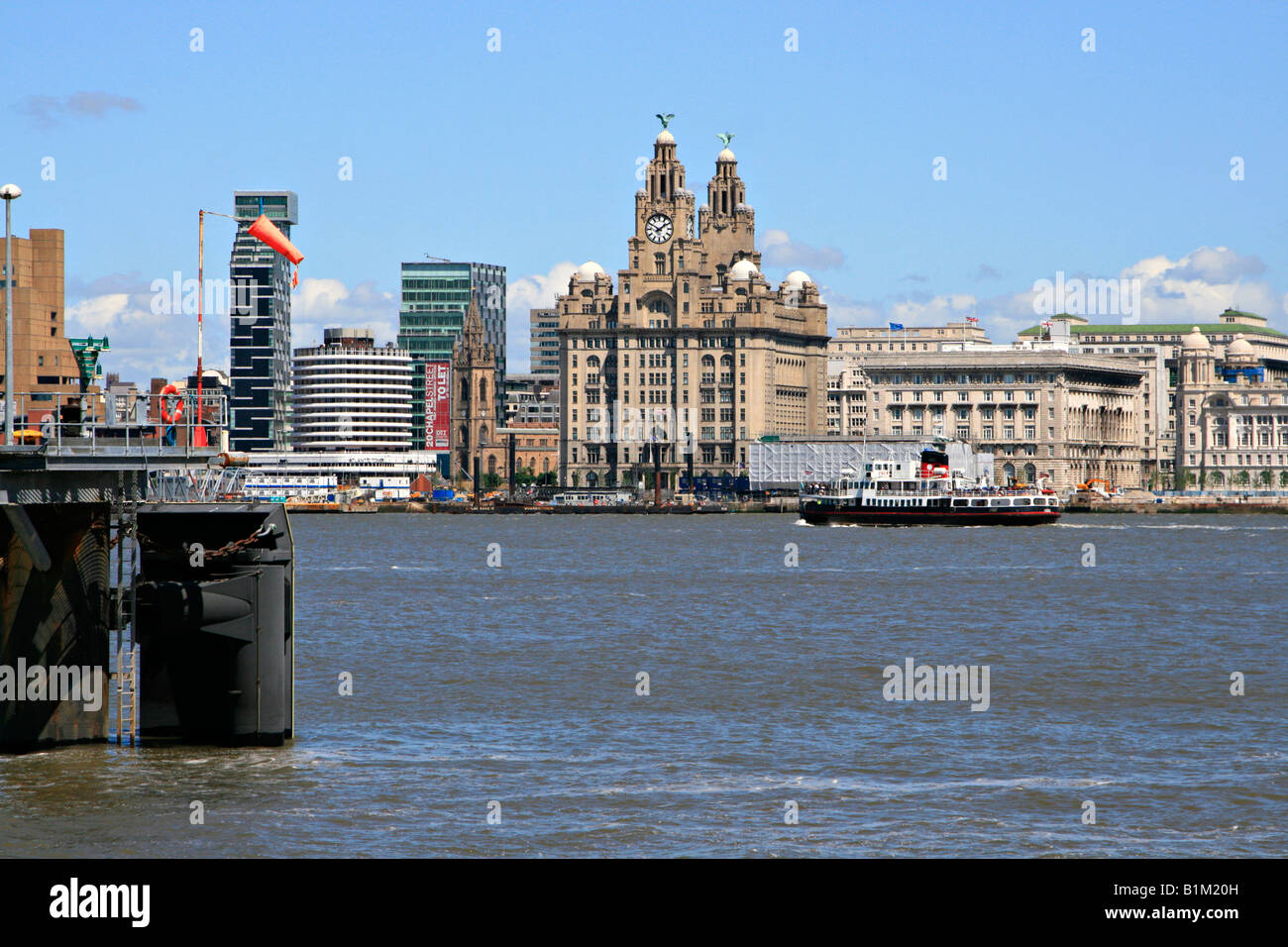 View from Birkenhead across the river mersey to the city of liverpool