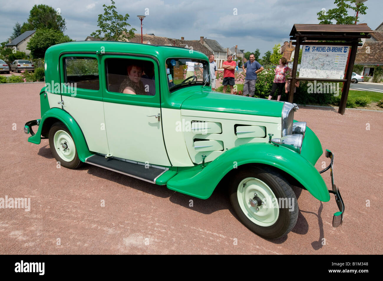 Classic Peugeot 201 automobile - car rally, France. Stock Photo