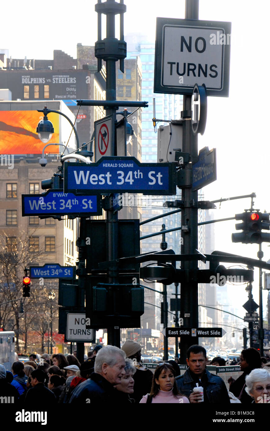 Street signs at Herald Square New York City Stock Photo Alamy