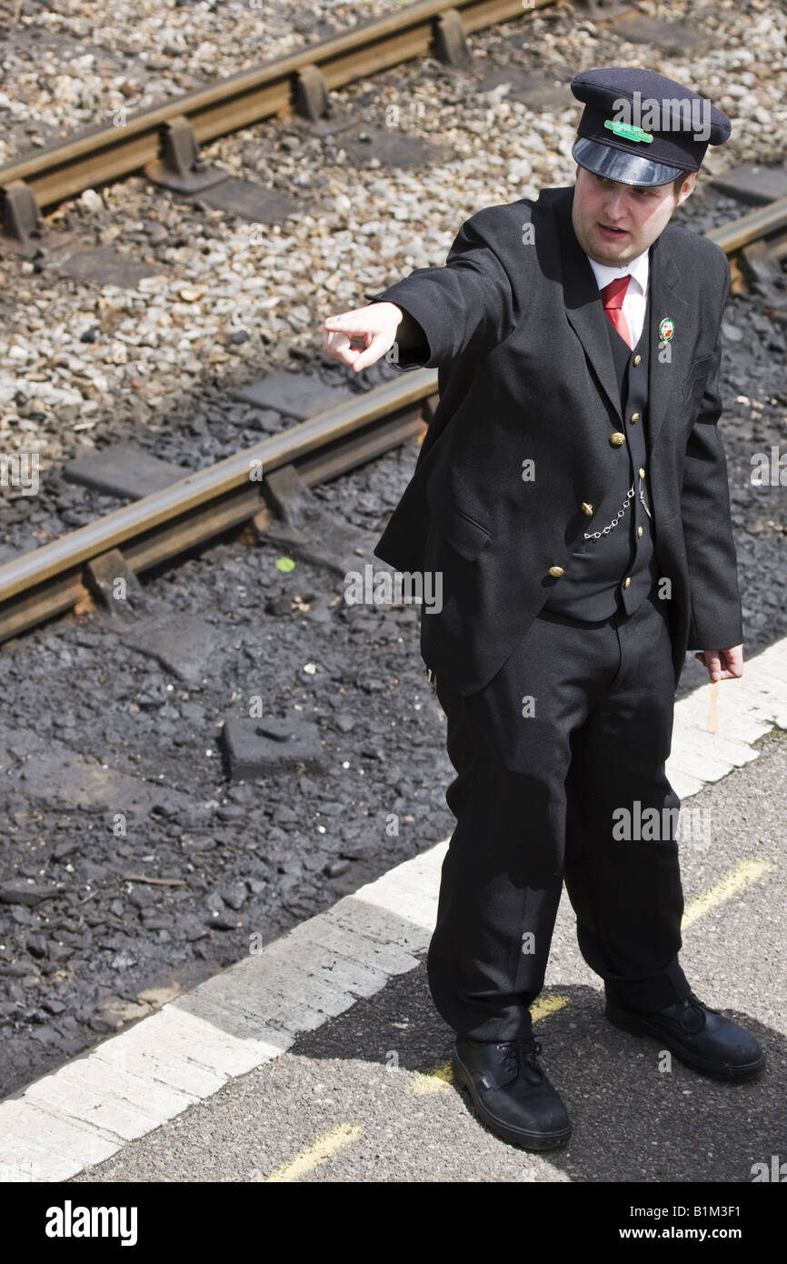 British Railways Guard 1940s Pointing Stock Photo Alamy