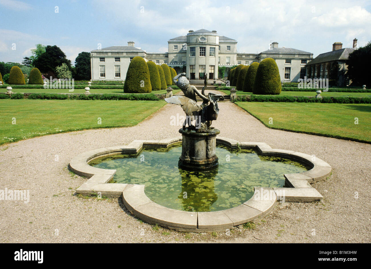 Shugborough Staffordshire house and formal garden Earl of Lichfield sately home England UK fountain pond Stock Photo
