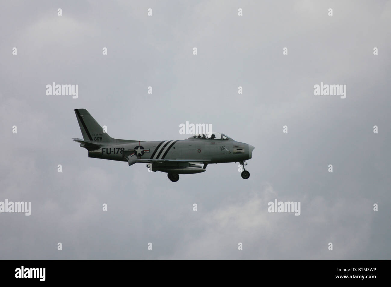 F86 Sabre landing at Duxford Stock Photo