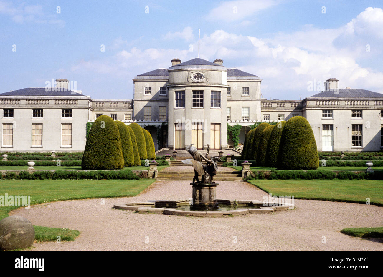 Shugborough Staffordshire house and formal garden Earl of Lichfield stately home homes English England UK yew tree avenue Stock Photo
