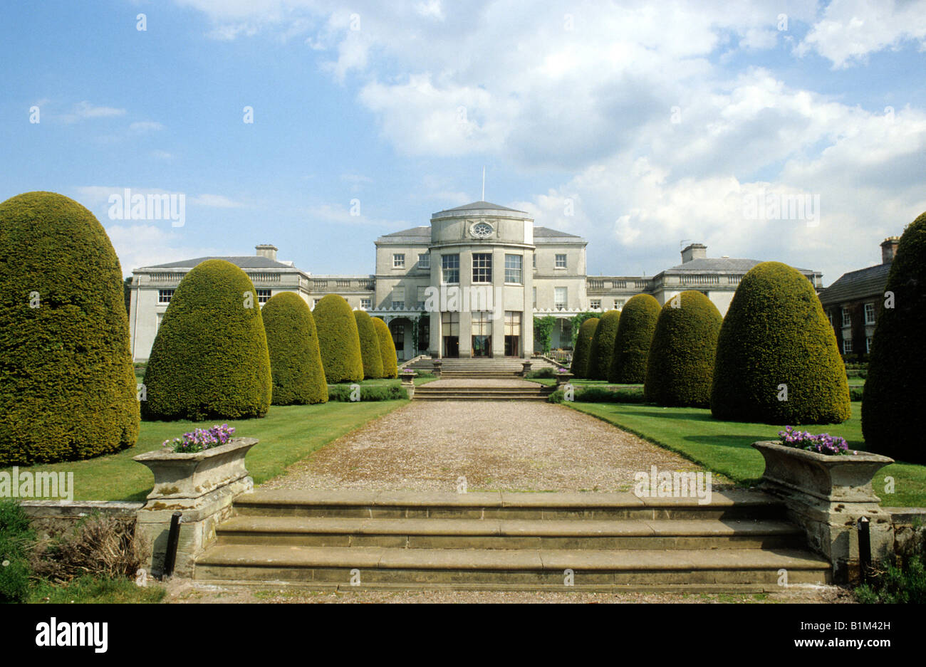 Shugborough Staffordshire house and formal garden Earl of Lichfield sately home England UK yew tree avenue Stock Photo