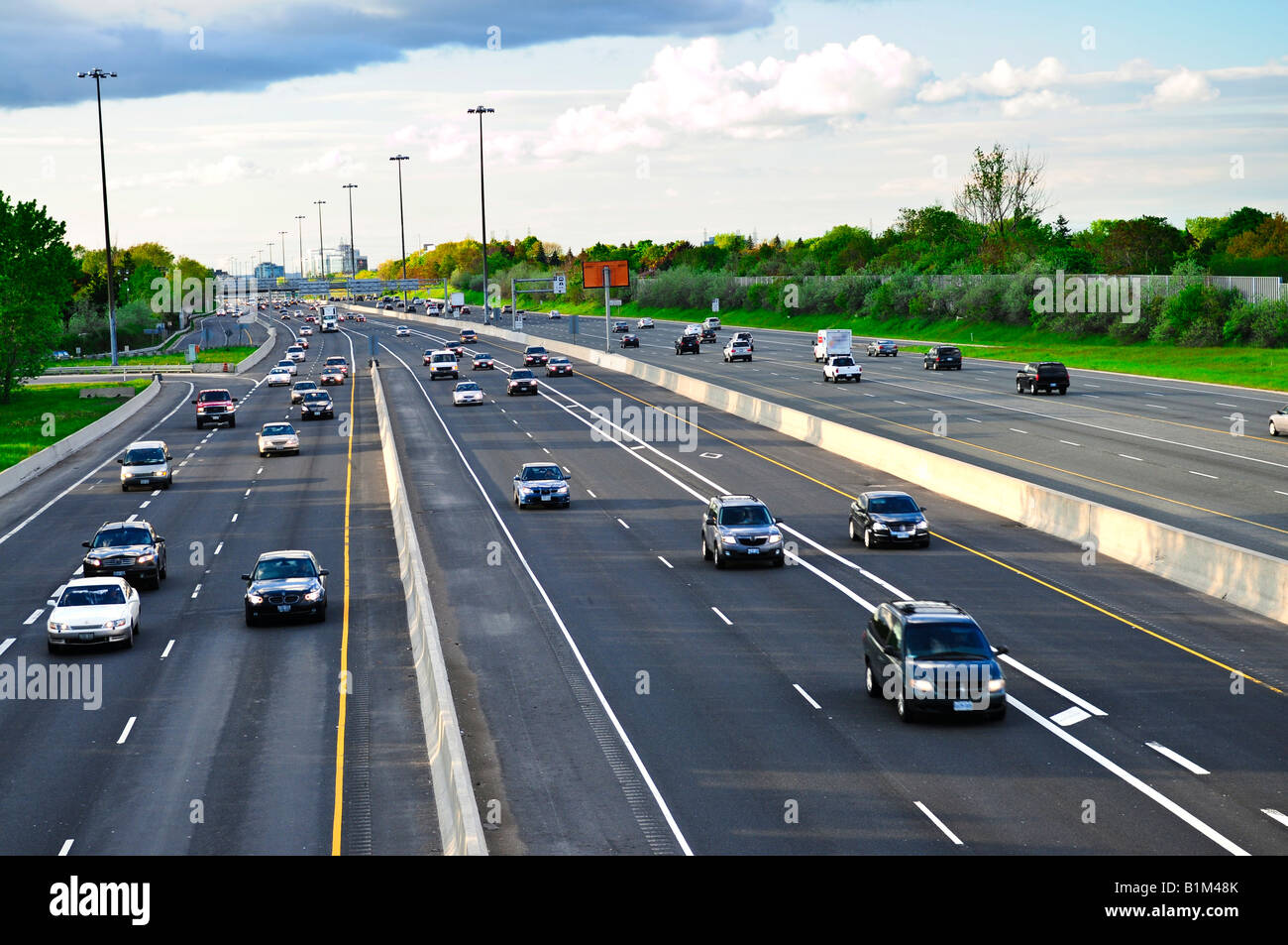 Busy multi lane highway in a big city Stock Photo Alamy