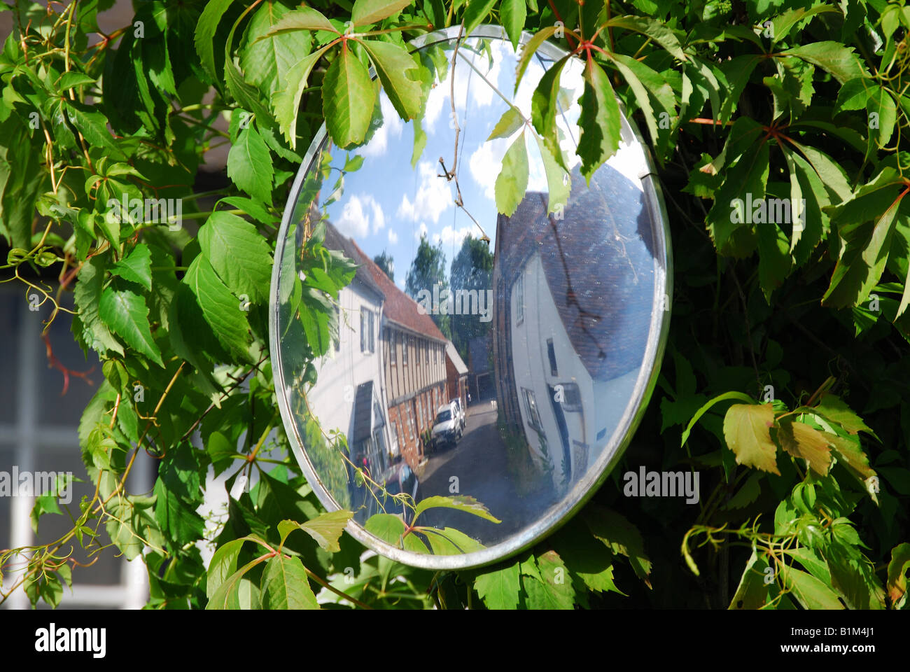 Curved mirror, Hambleden, Buckinghamshire, England, United Kingdom Stock Photo