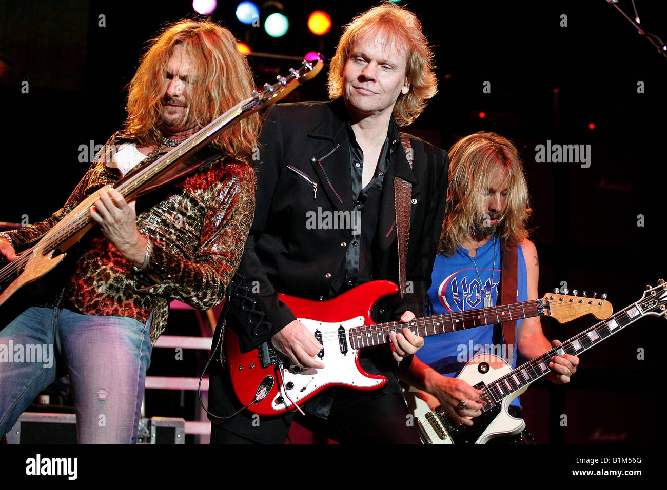 STYX US rock group in 2004 with James Young in middle and Tommy Shaw at right Stock Photo