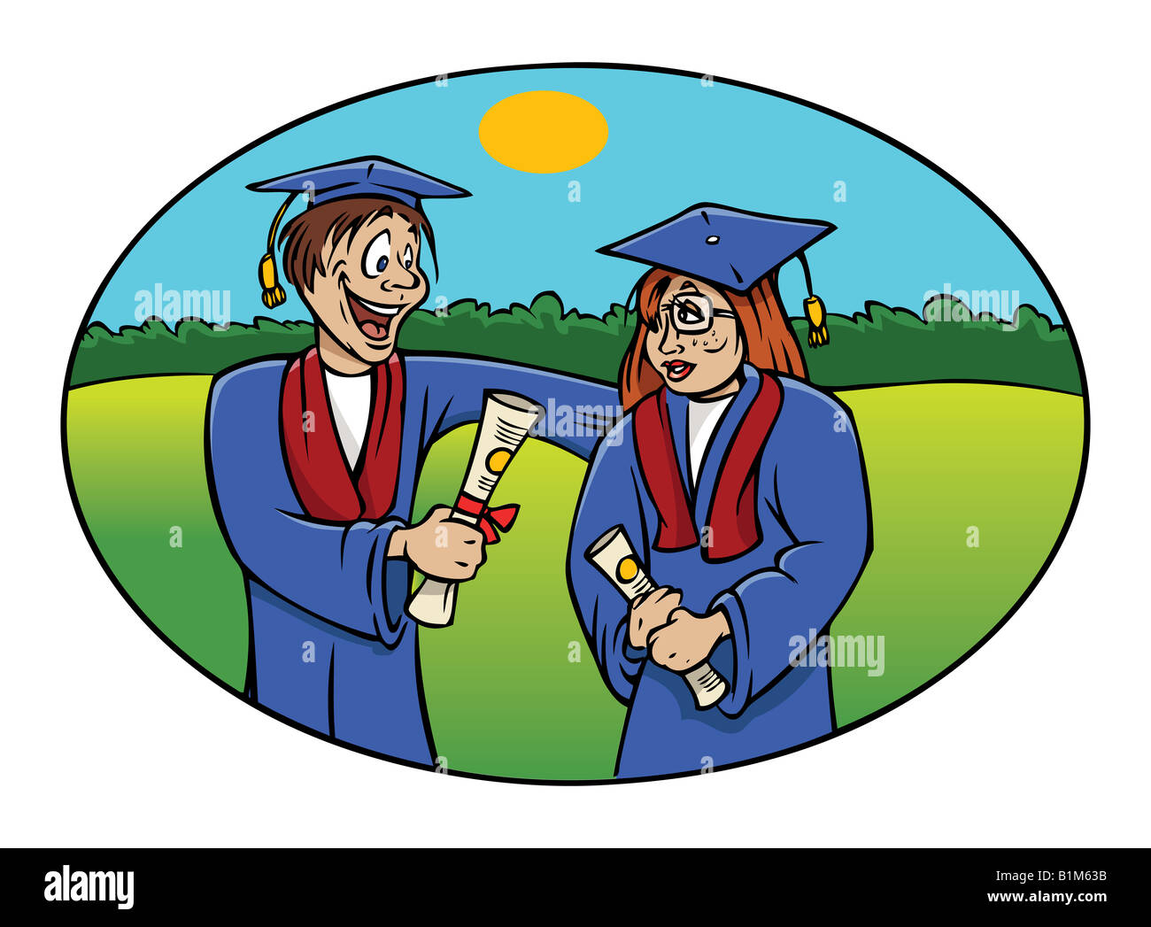cartoon illustration of a graduation Stock Photo - Alamy