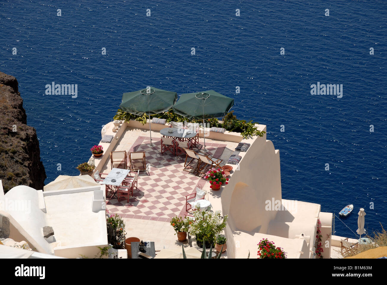 View Terrace Mediterranean Sea Greece Stock Photo by