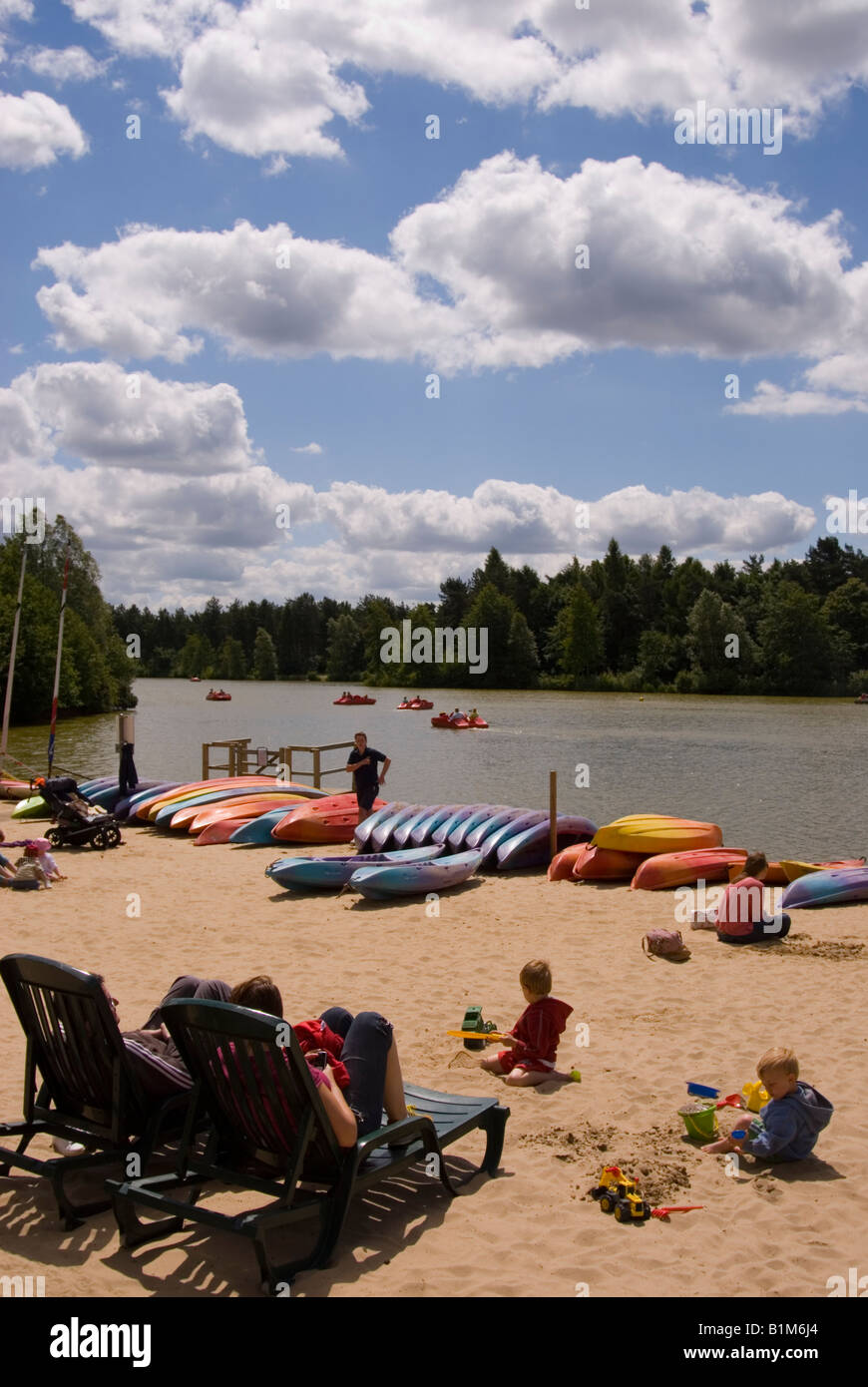 People On Holiday At Center Parcs at Elveden near Thetford,Uk Stock Photo