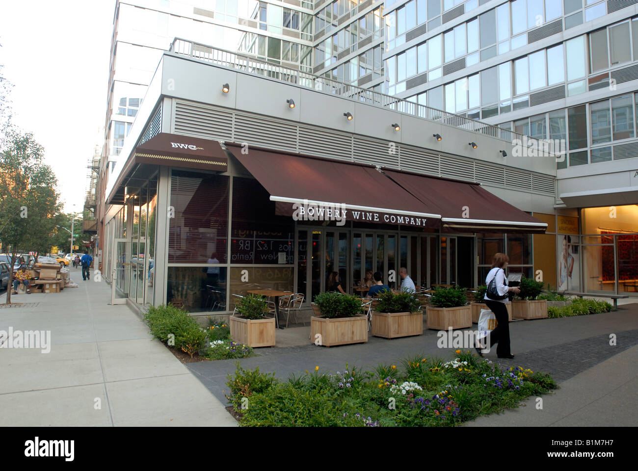 The Bowery Wine Company an upscale bar in the East Village partially owned by the actor Bruce Willis Stock Photo