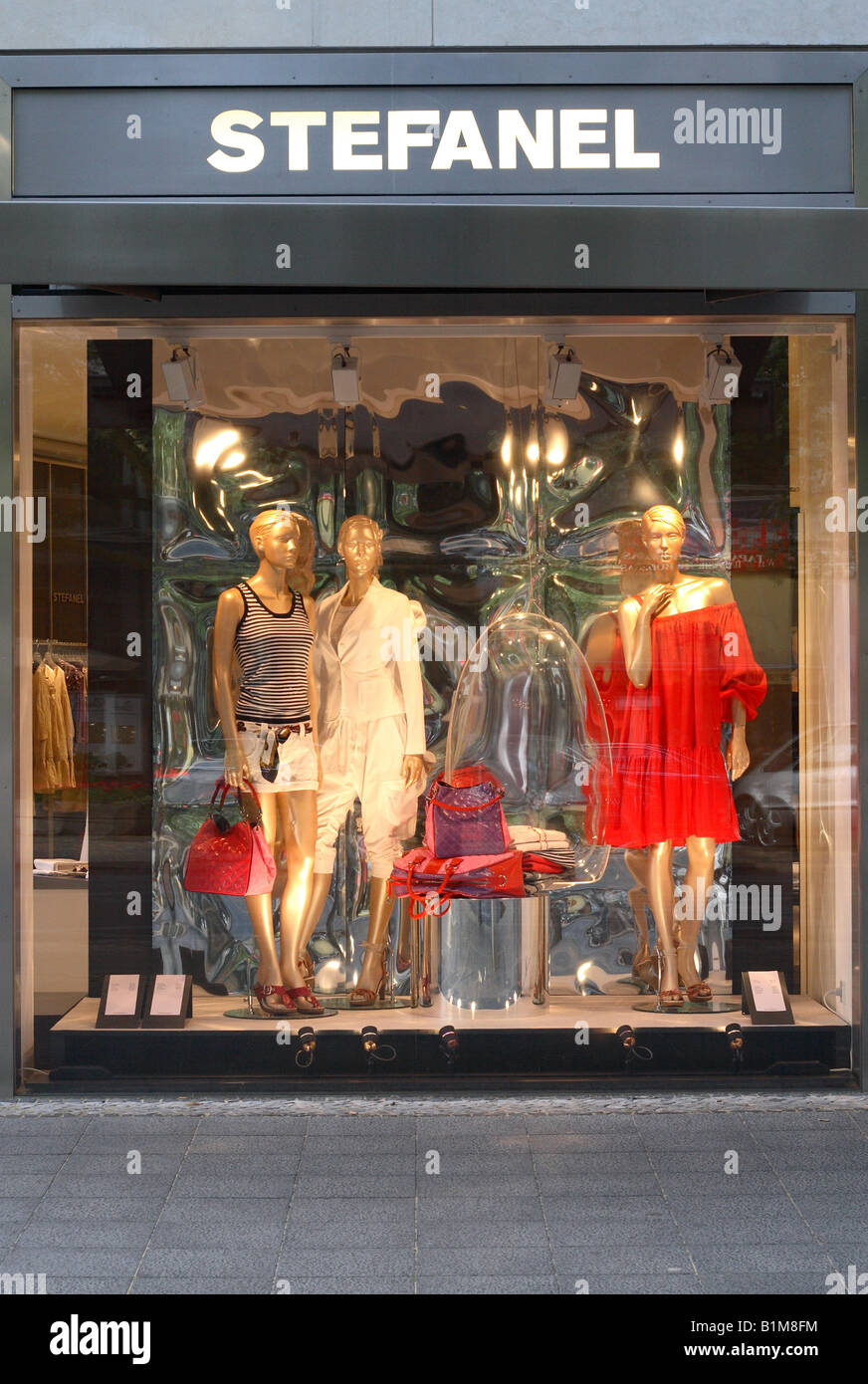 Berlin Germany Stefanel exclusive expensive fashion shop branch along the Kurfurstendamm Kudamm street Stock Photo