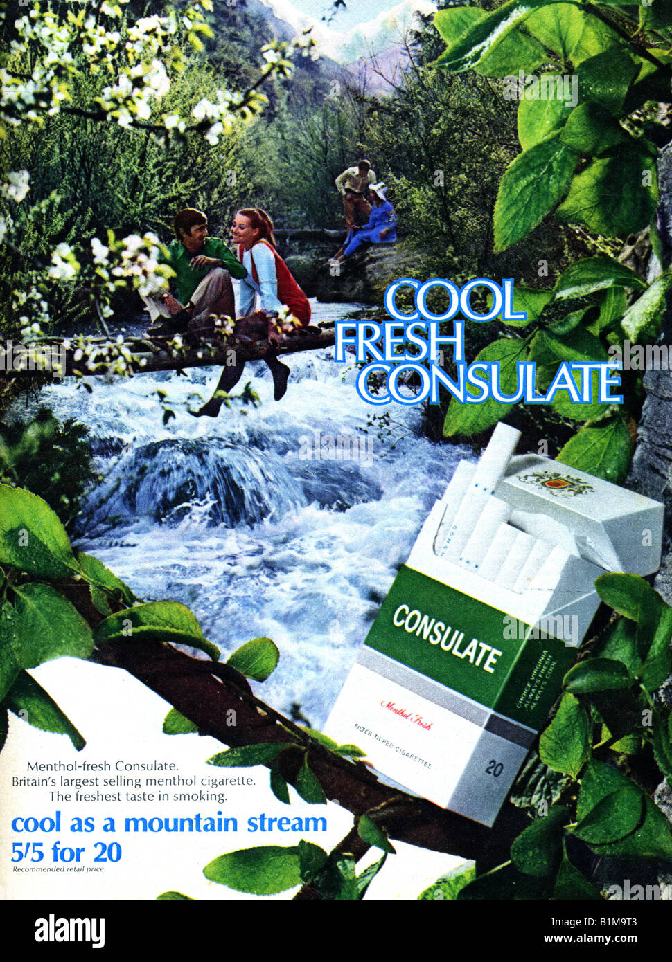 1970 advertisement for Consulate Menthol Cigarettes with no Government Health Warning FOR EDITORIAL USE ONLY Stock Photo