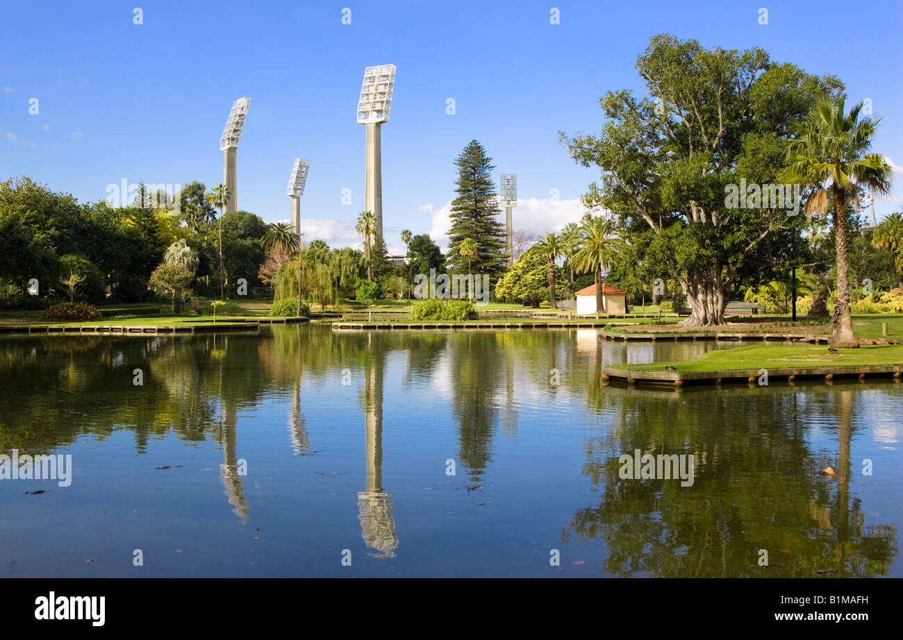The WACA cricket stadium reflected in the lake at Queens Park in Perth,  Western Australia Stock Photo - Alamy