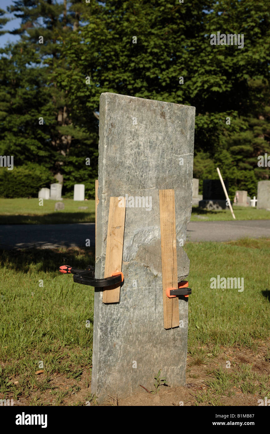 Headstones being repaired in a New England graveyard Stock Photo - Alamy
