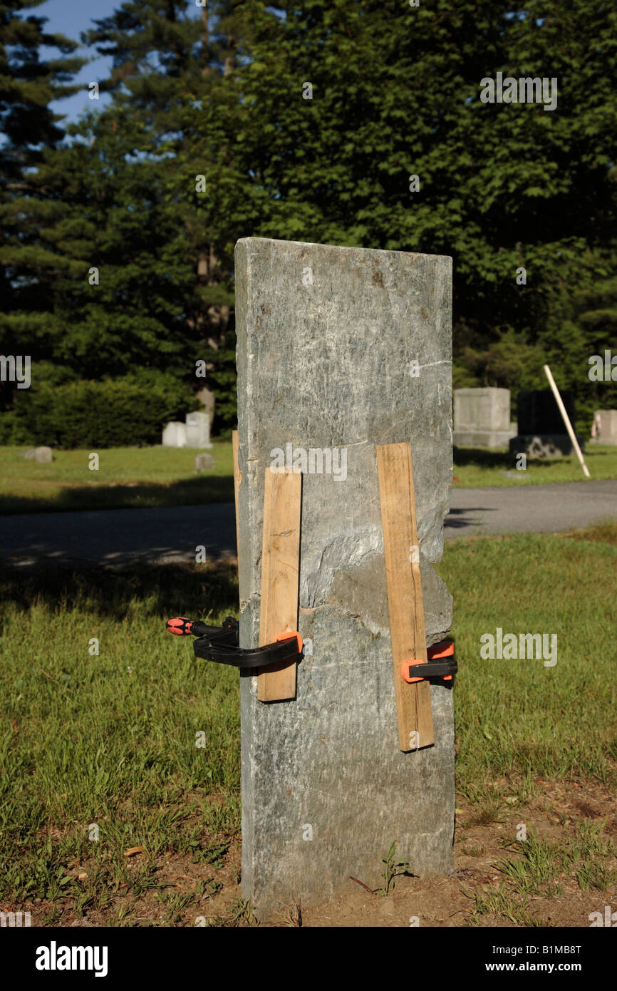 Headstones being repaired in a New England graveyard Stock Photo - Alamy