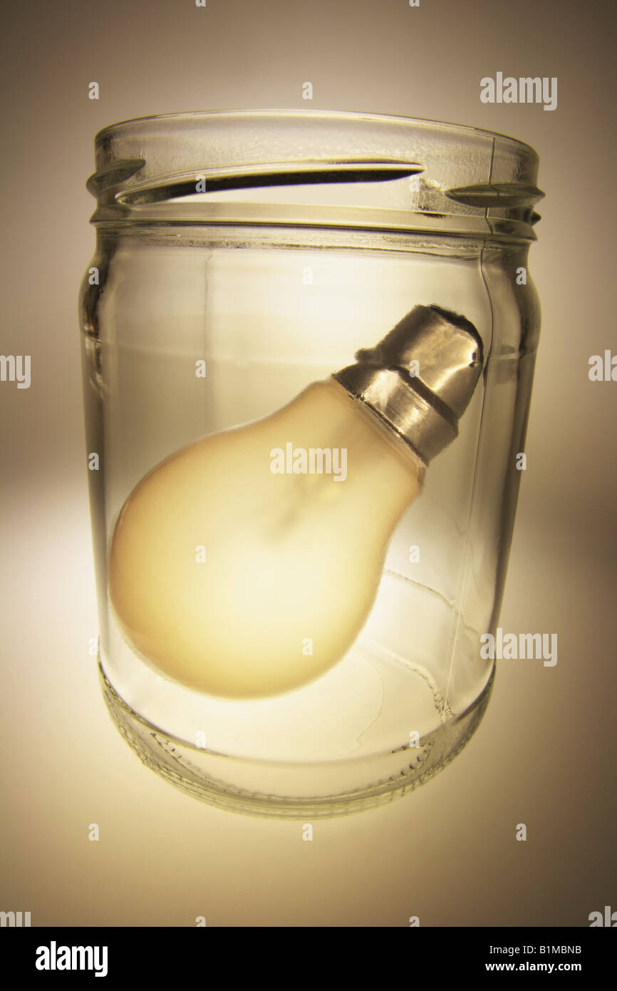 Light Bulb in Glass Jar Stock Photo Alamy