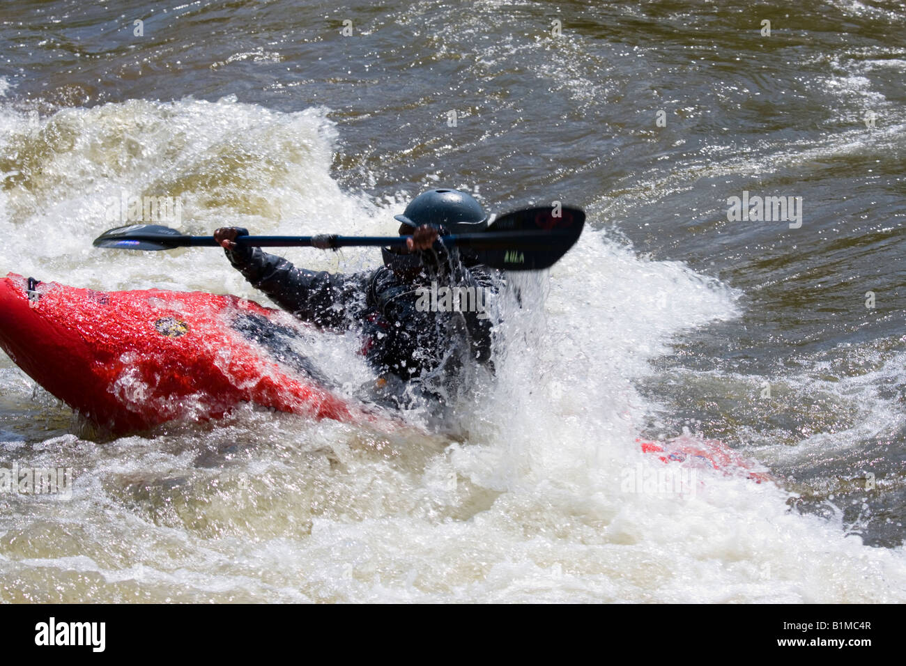 Kayaker in Whitewater Stock Photo