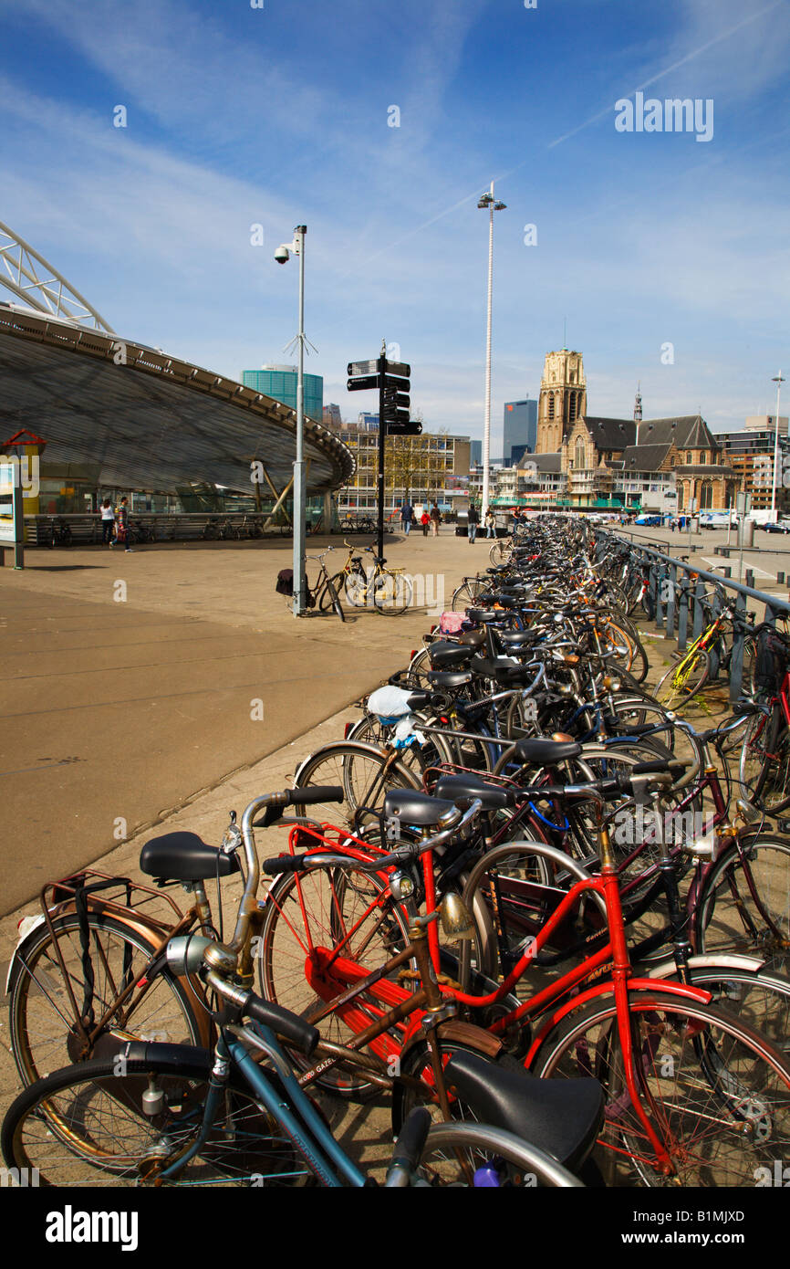 Bicycles at Blaak Station Rotterdam The Netherlands Stock Photo