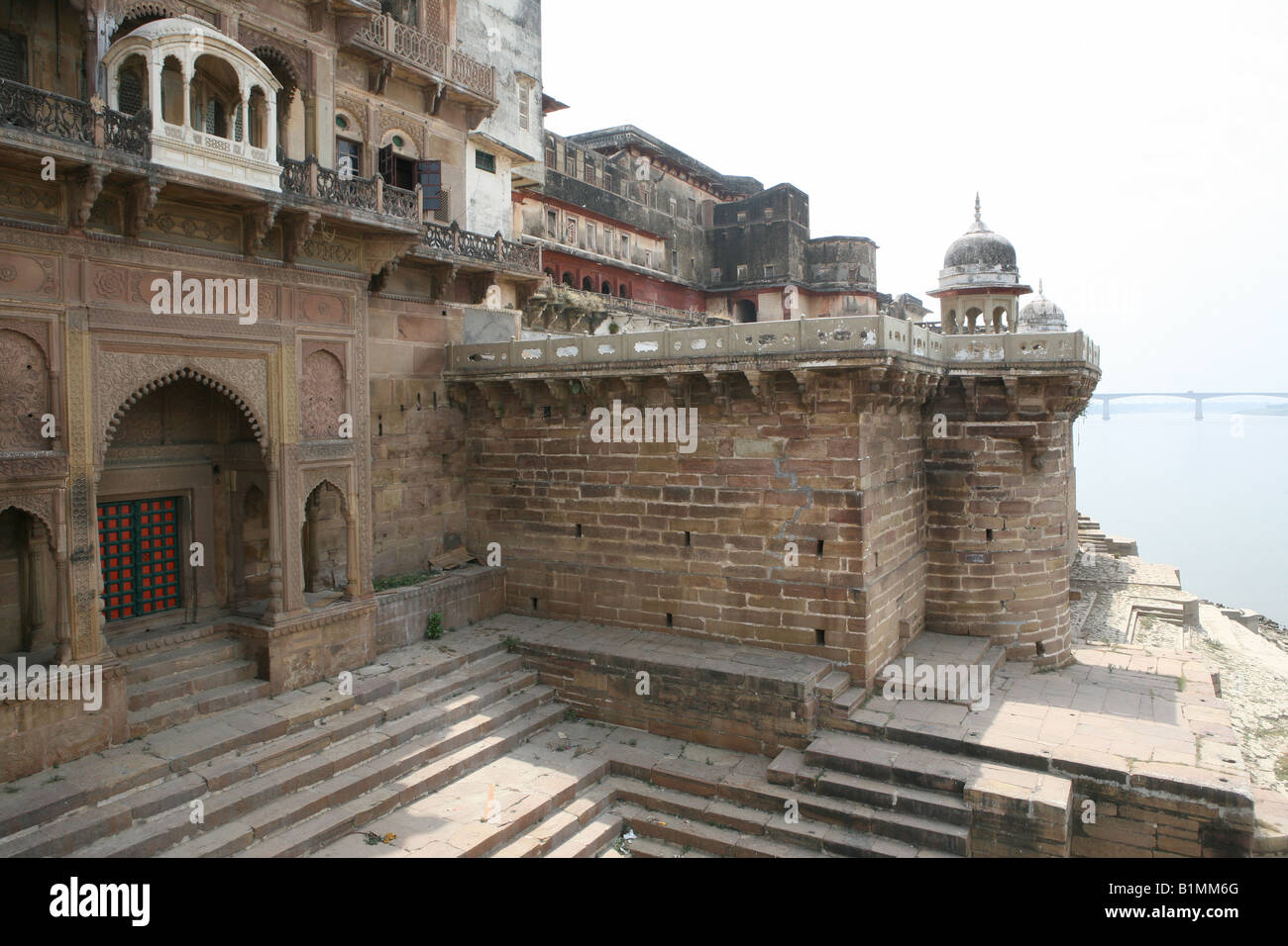 The Maharaja's palace at Ramnagar Ram Nagar Fort by the Ganges river at Varanasi Benares Uttar Pradesh India Stock Photo