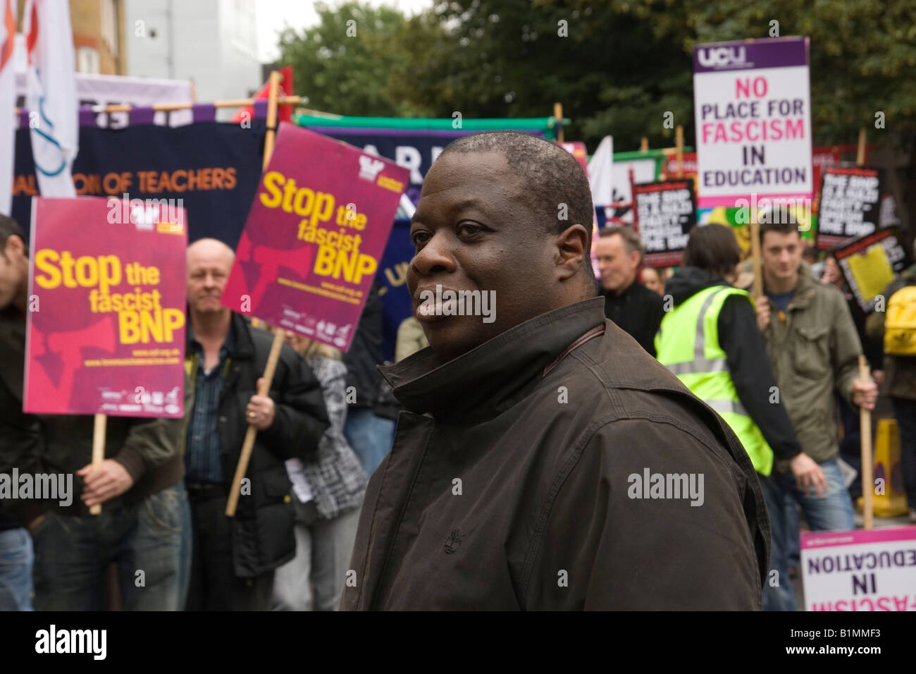 Weyman Bennett Gen Secretary of United Against Fascism UAF organiser of Anti BNP rally in london Stock Photo