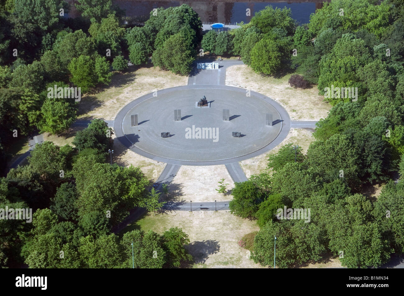 Aerial view of Marx Engels Forum public park in Mitte Quarter Berlin Germany Stock Photo