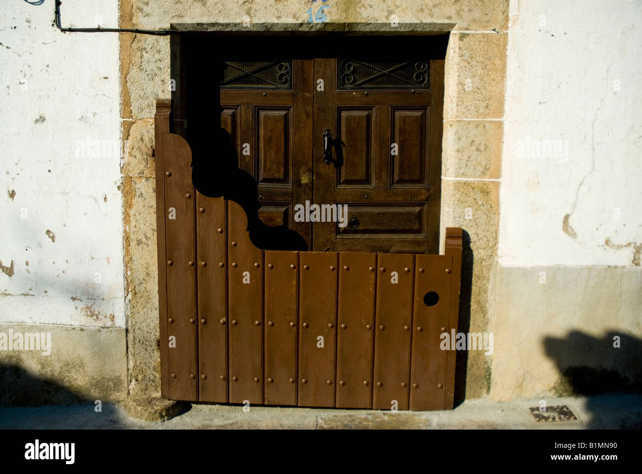 Traditional door called batipuerta CANDELARIO Salamanca province Castile and Leon region Spain Stock Photo