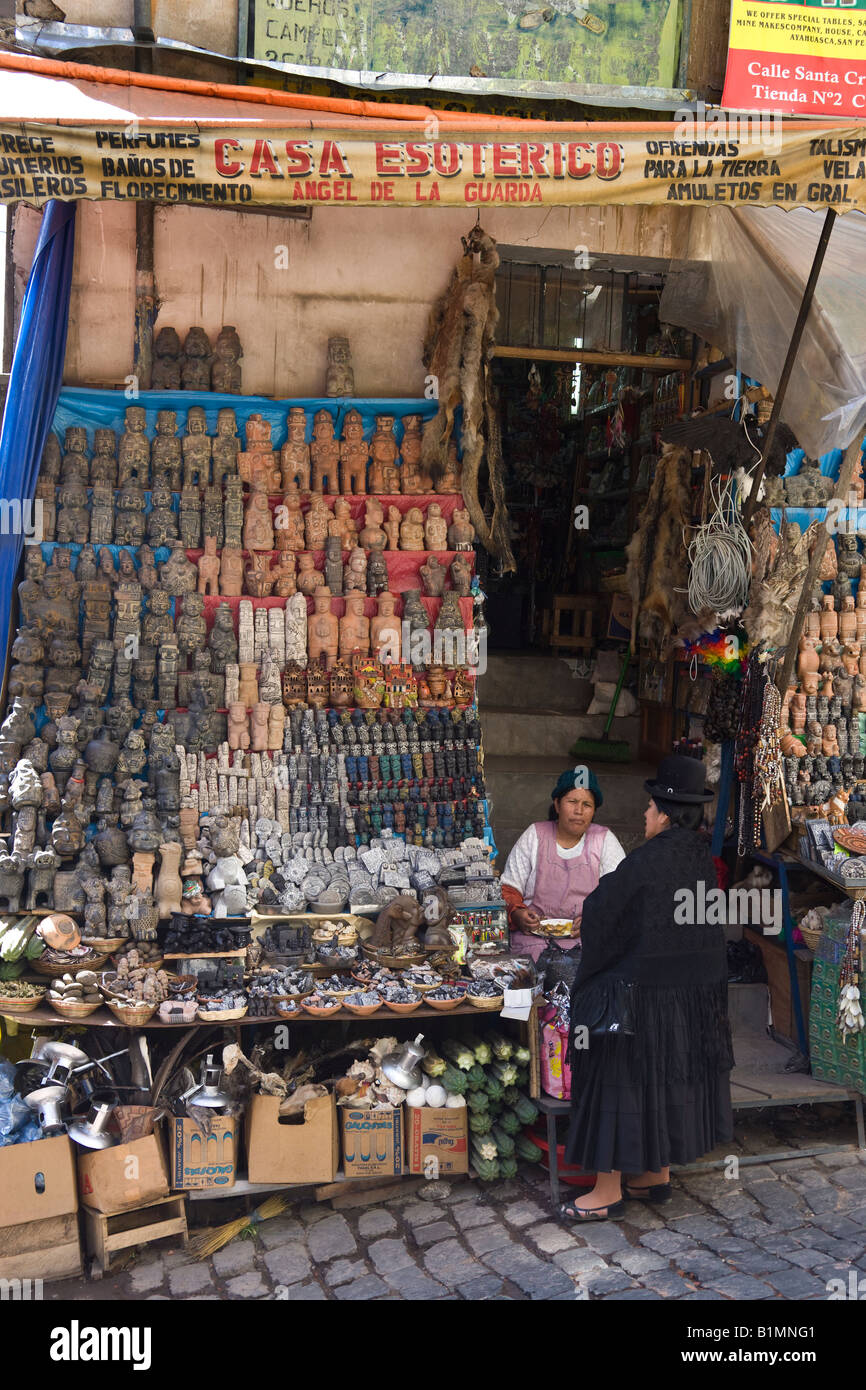 The Witches Market - Mercardo de hechiceria - in La Paz in Bolivia Stock Photo