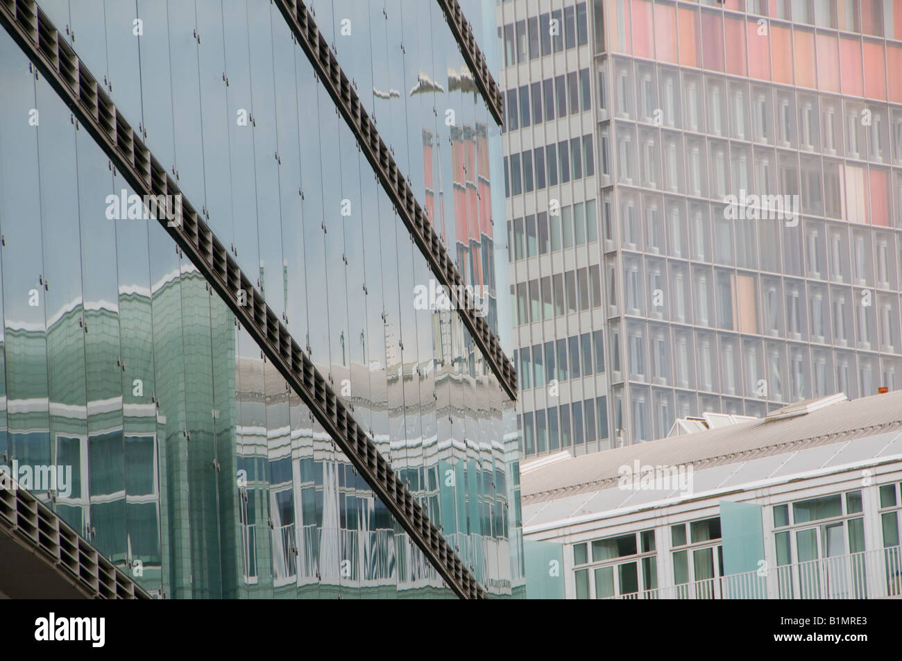 Modern glassed office buildings in Mitte quarter Berlin Germany Stock Photo