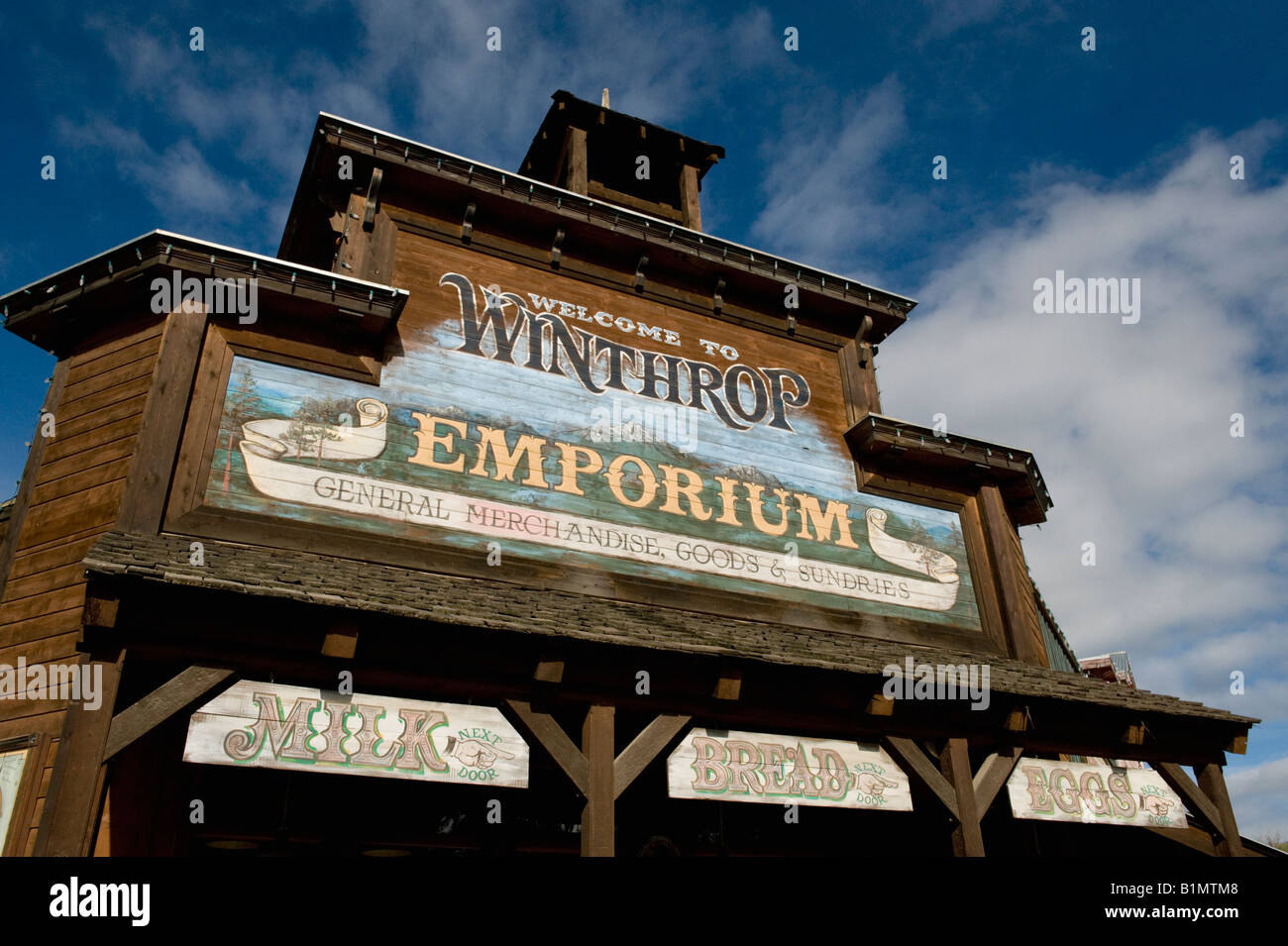 Winthrop, Washington, Wild West store facade, North Cascades Highway, Methow Valley Stock Photo