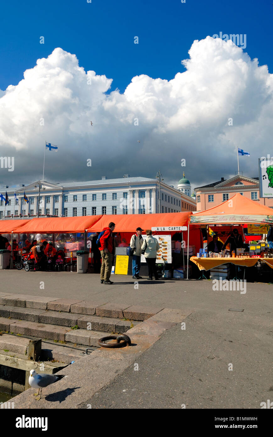 The Kauppatori market square and the rising storm, Helsinki, Finland, Europe. Stock Photo