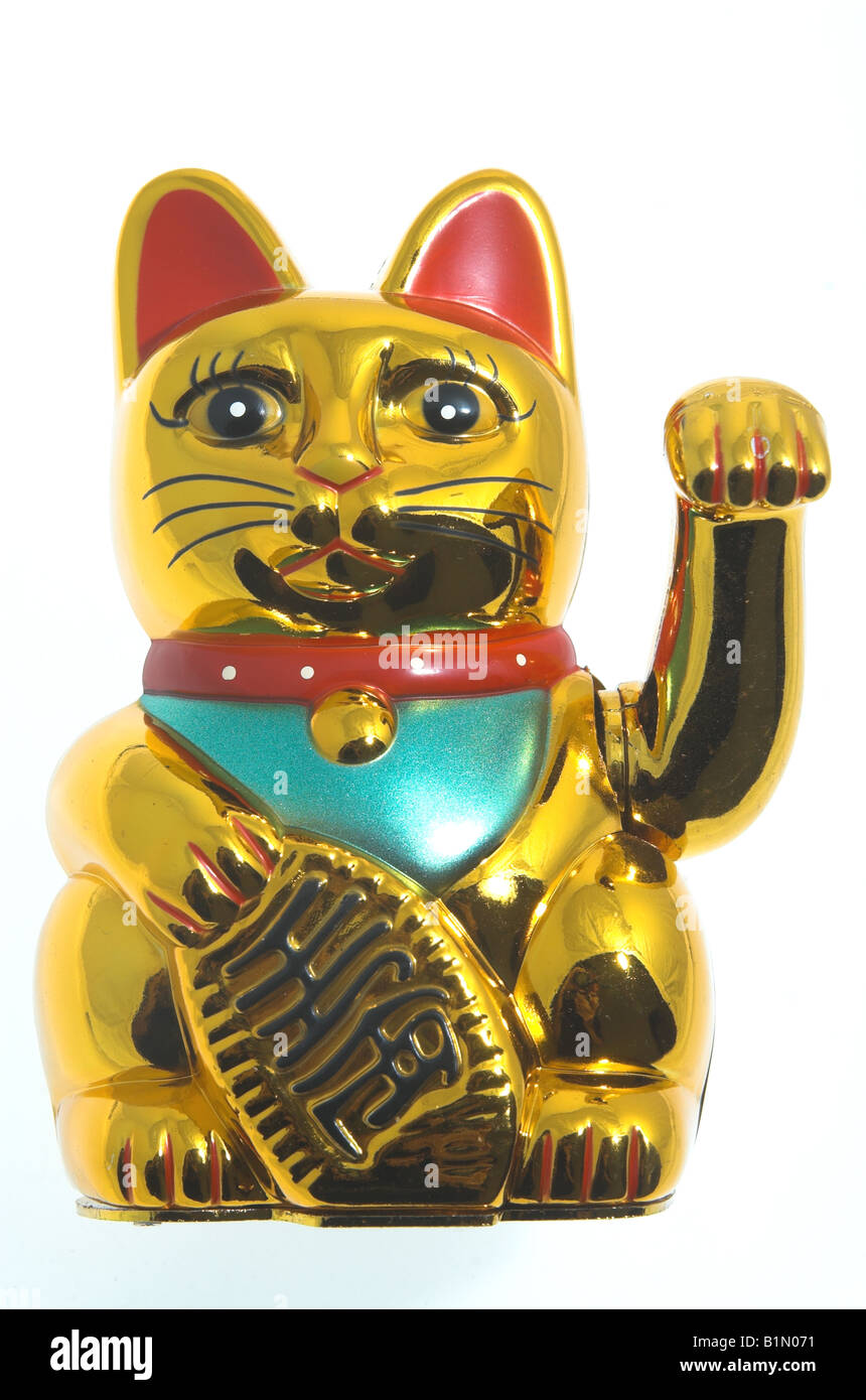 Chinese lucky golden fortune cat Stock Photo