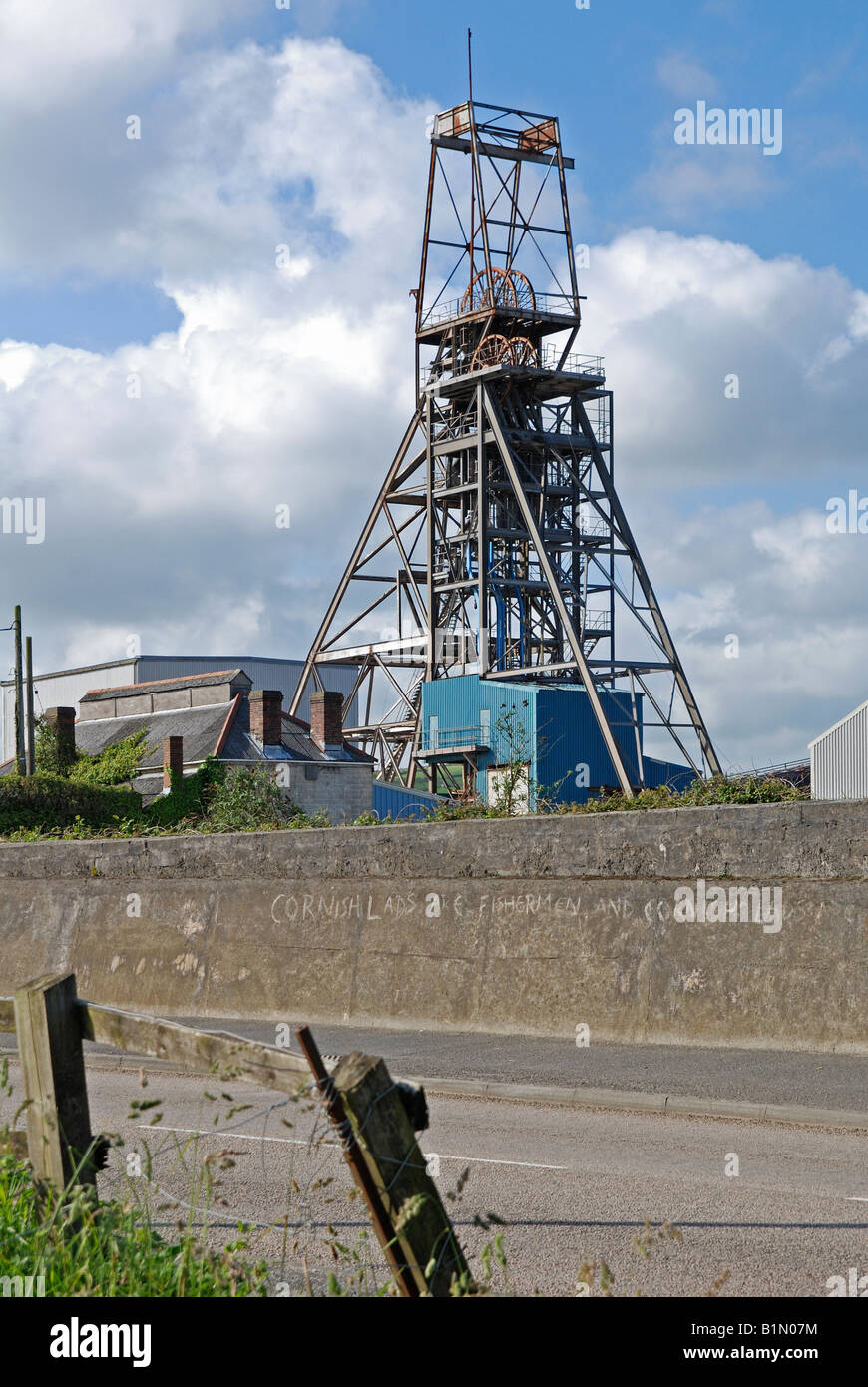 the closed down old south crofty tin mine at pool near camborne and redruth in cornwall,england Stock Photo