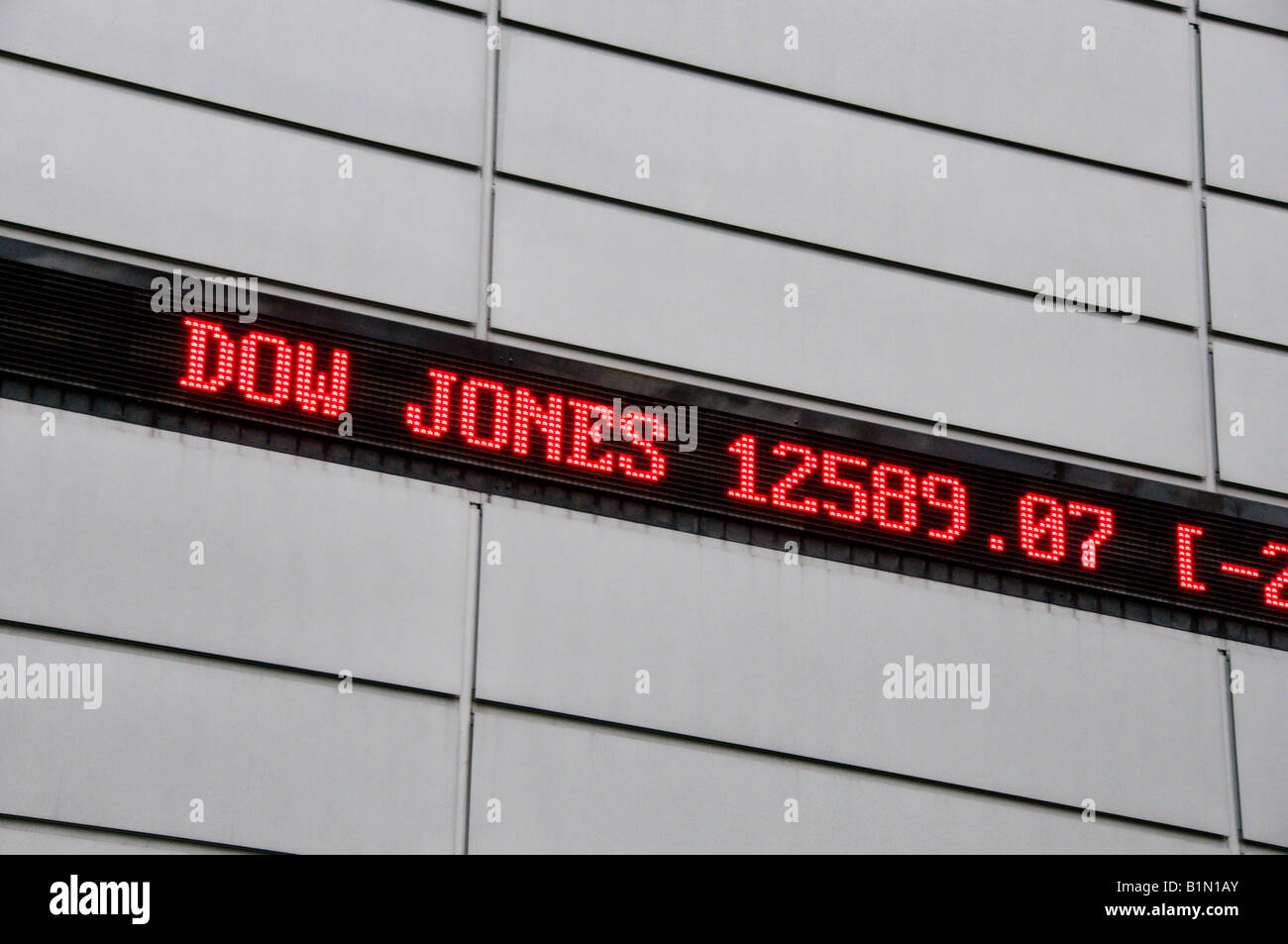 Ticker tape sign of foreign stock markets and prices for Dow Jones Stock  Photo - Alamy
