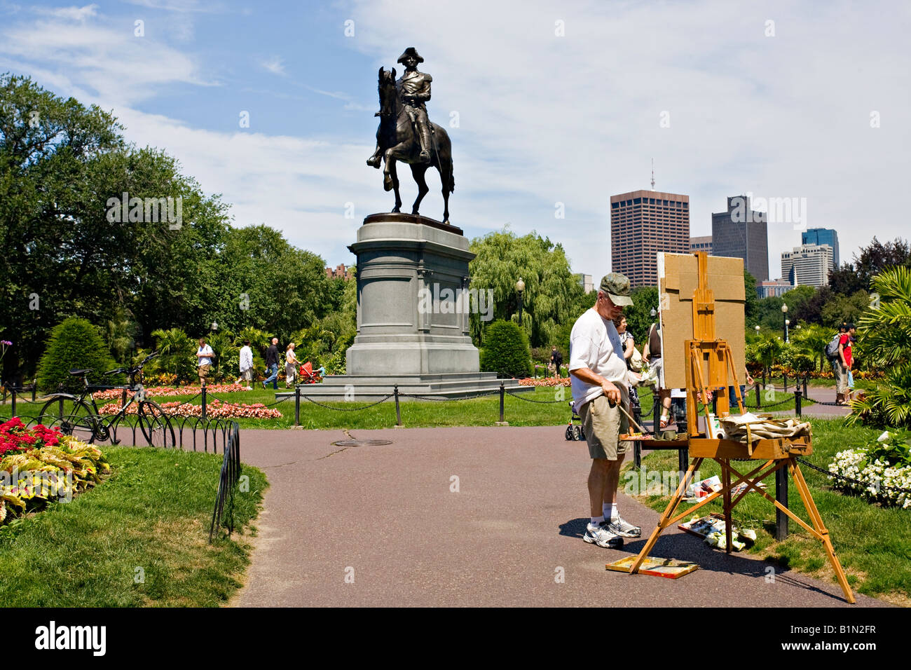 Washington Statue in Public Garden, Boston Common Park, Boston