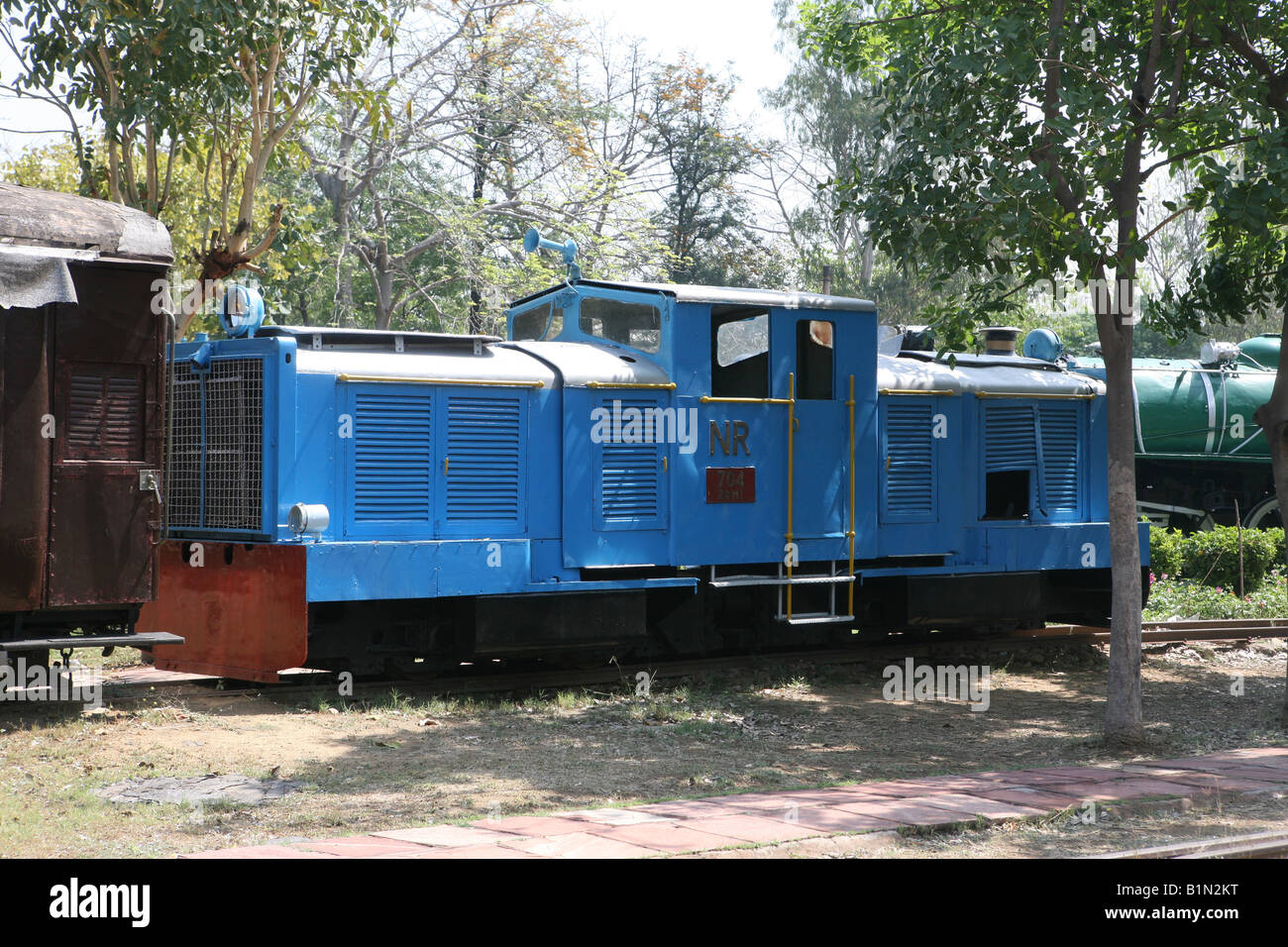 Train engine Delhi railway museum India Stock Photo Alamy
