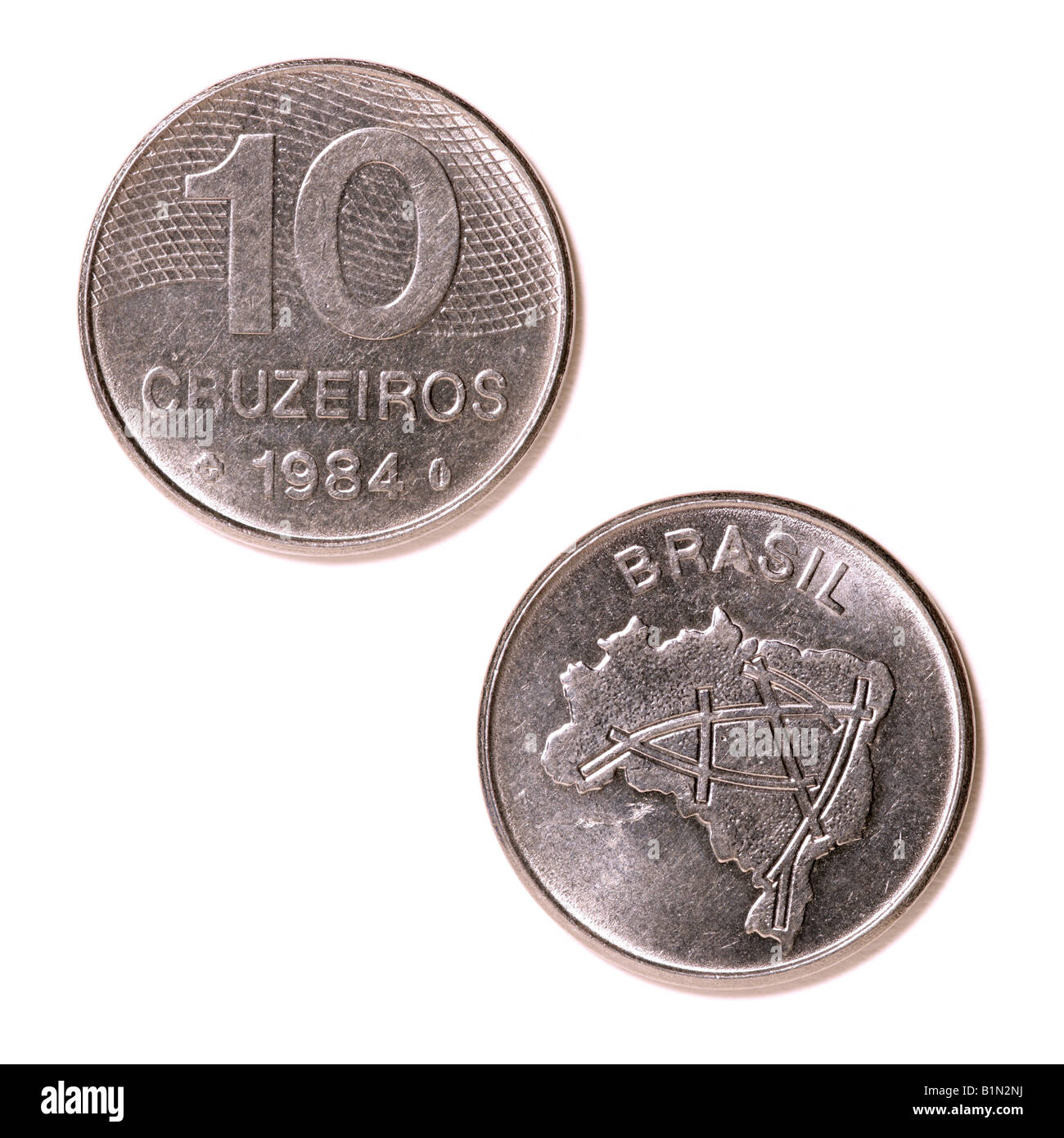 Brazilian coin - 10 Cruzeiros Stock Photo