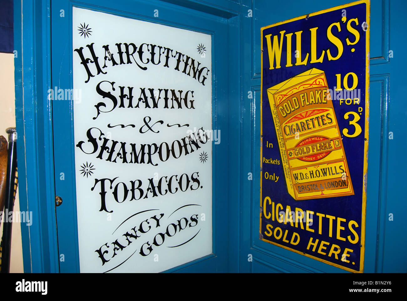 Old advertising signs, Milestones Living History Museum, Basingstoke Leisure Park, Basingstoke, Hampshire, United Kingdom Stock Photo