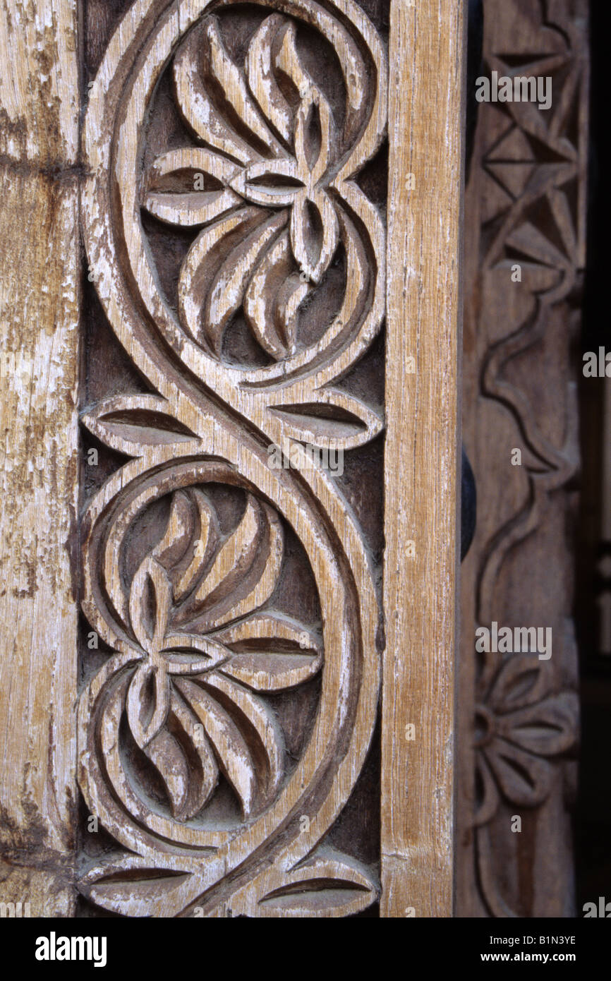 Rustaq, Oman. Carved Wooden Door Frame Stock Photo - Alamy