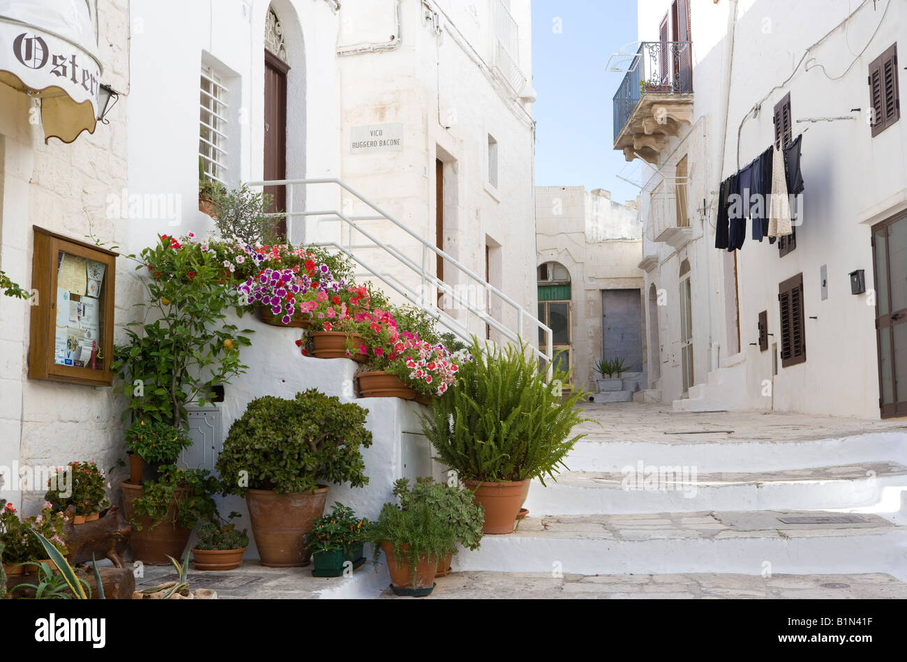 Street view of white house, Ostuni, Puglia, Italy Stock Photo Alamy
