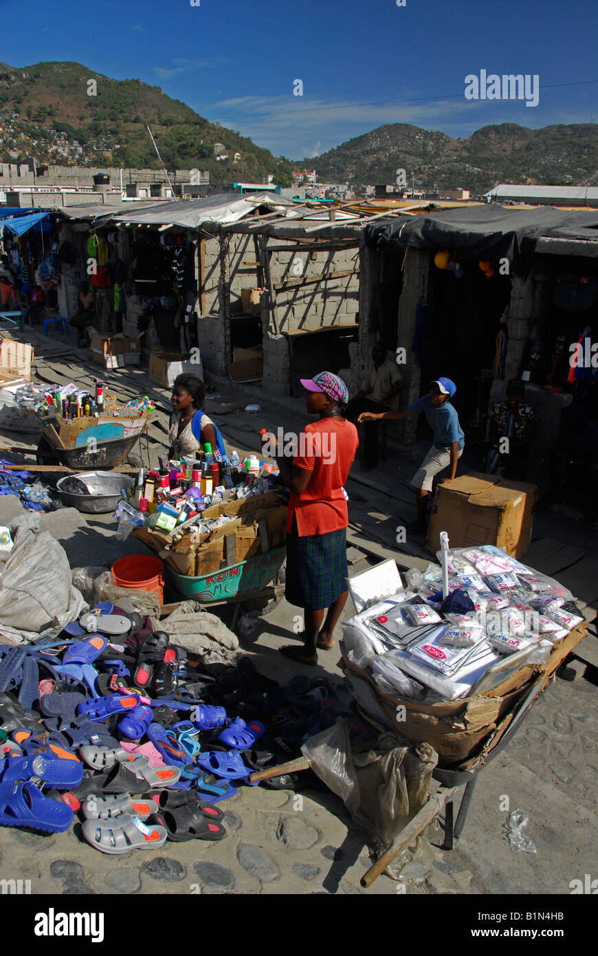 Local people on the central market of central Cap Haitien, Haiti Stock