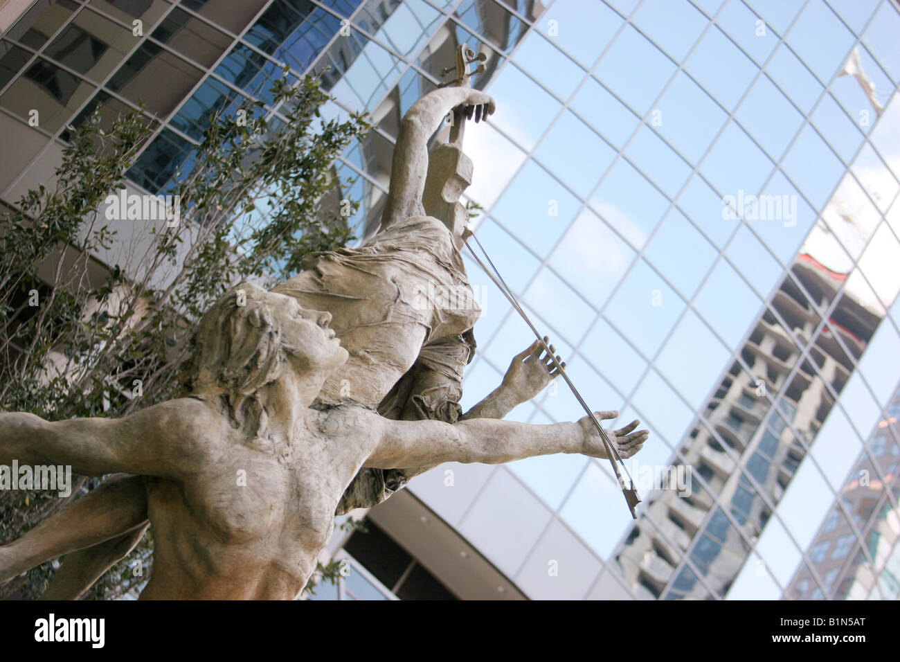 Street art at Downtown Orlando Florida showing multiple statues of