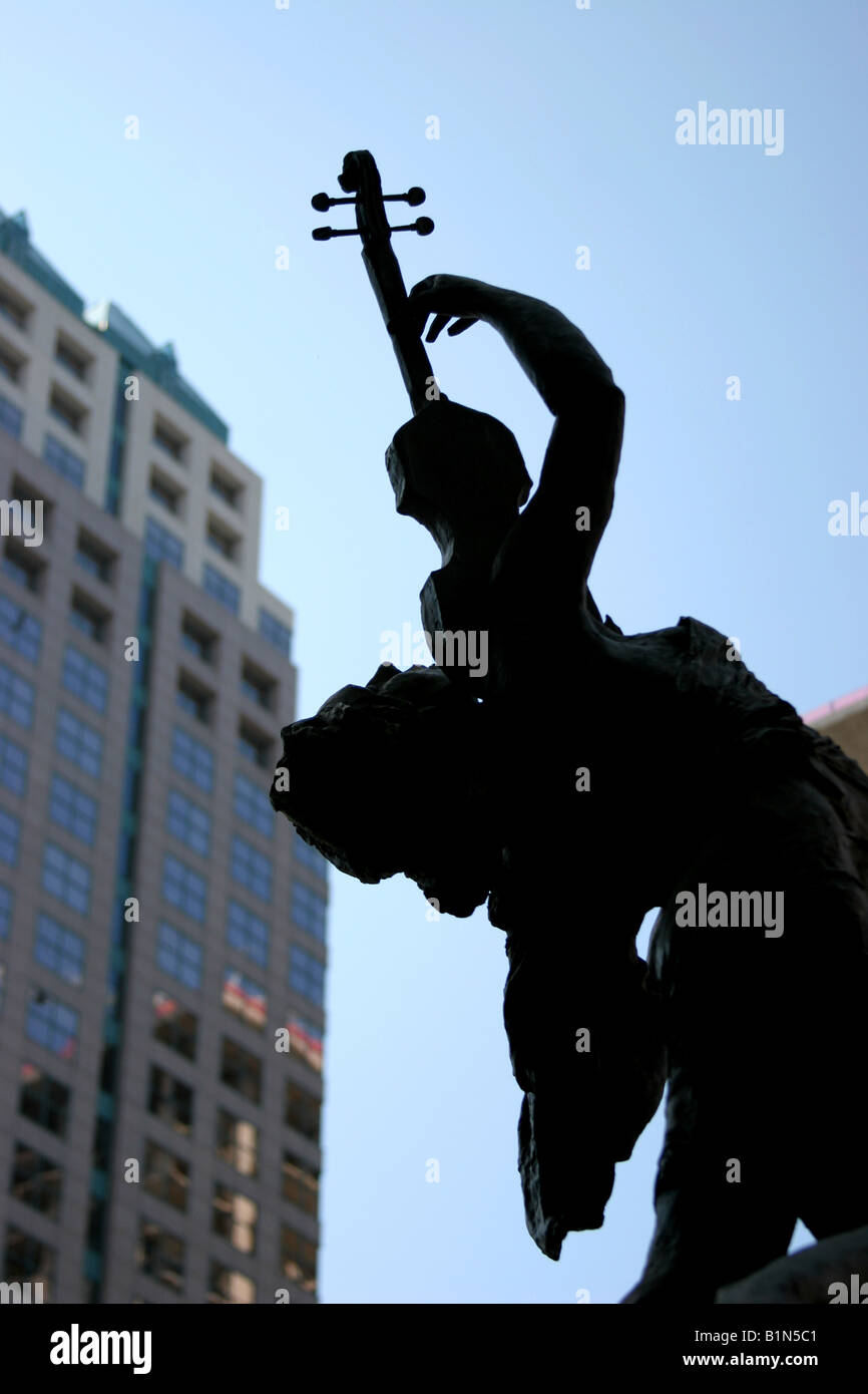 Street art at Downtown Orlando Florida showing multiple statues of