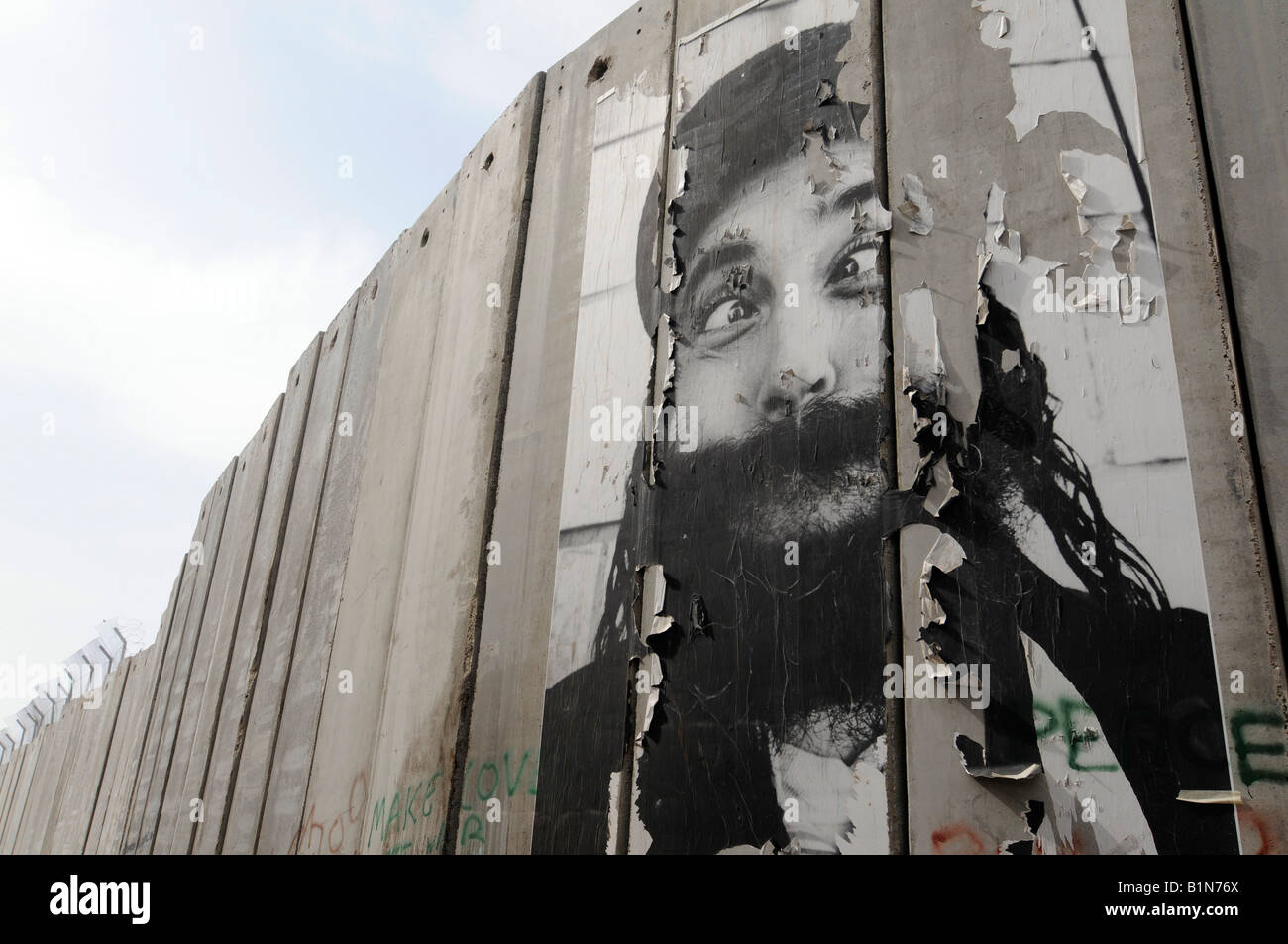 A picture on the controversial 'security fence', a wall built by the Israelis to separate themselves from the Palestinians. Stock Photo