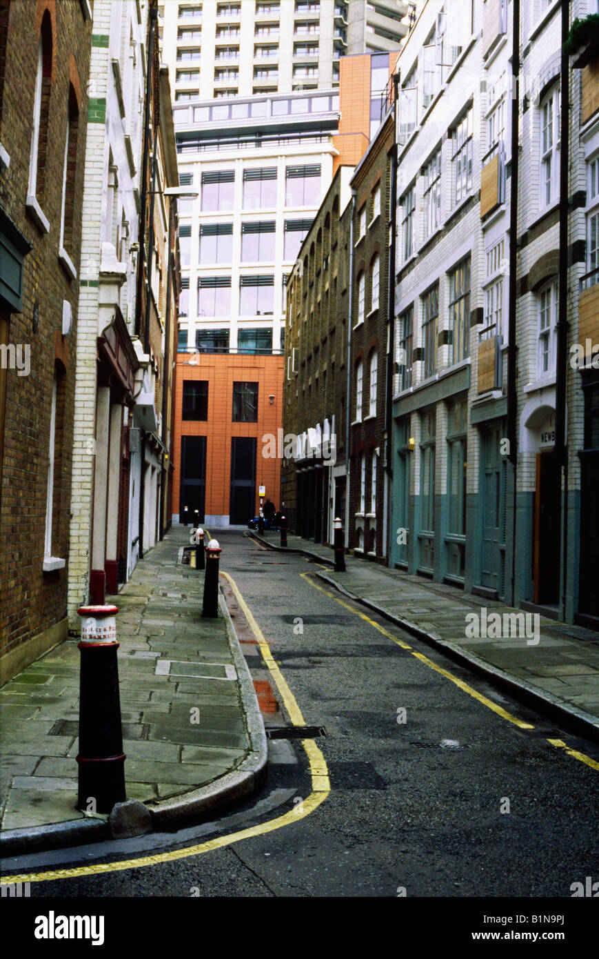 Narrow street in the City of London UK with old and new architecture Stock Photo