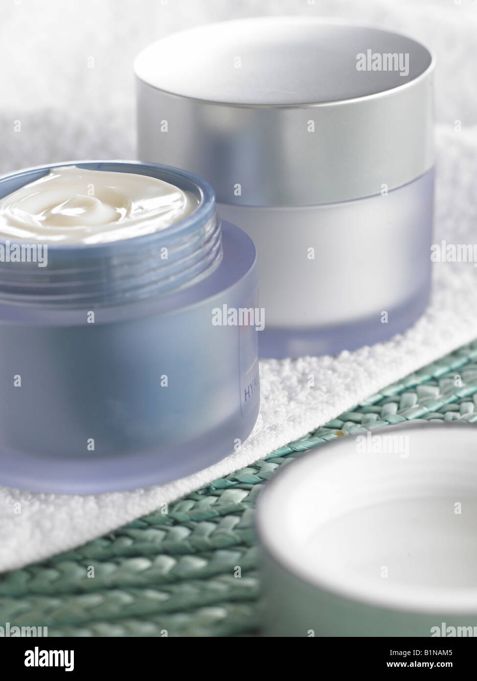 Lightblue cream dishes Stock Photo Alamy