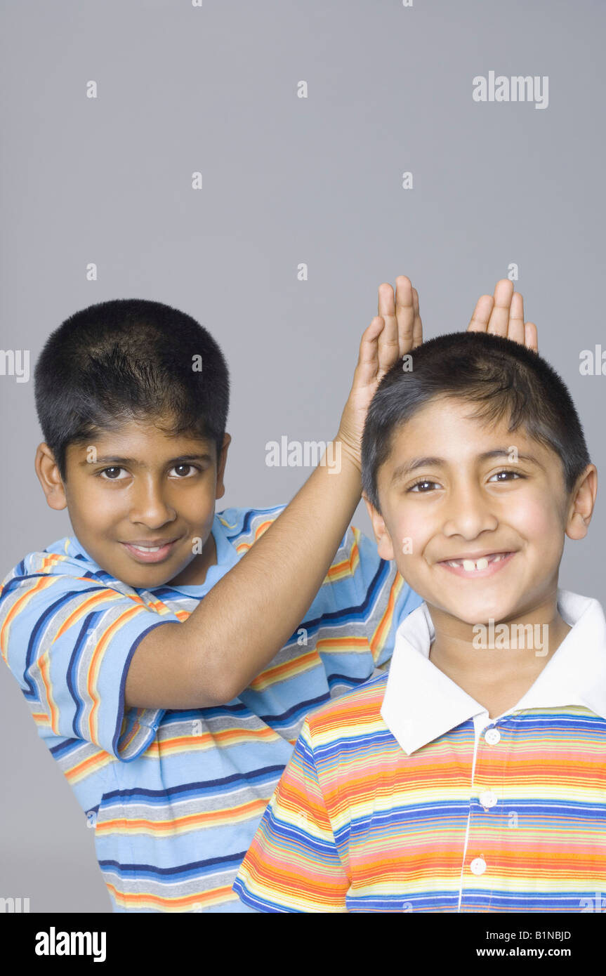 Portrait of two boys smiling Stock Photo - Alamy