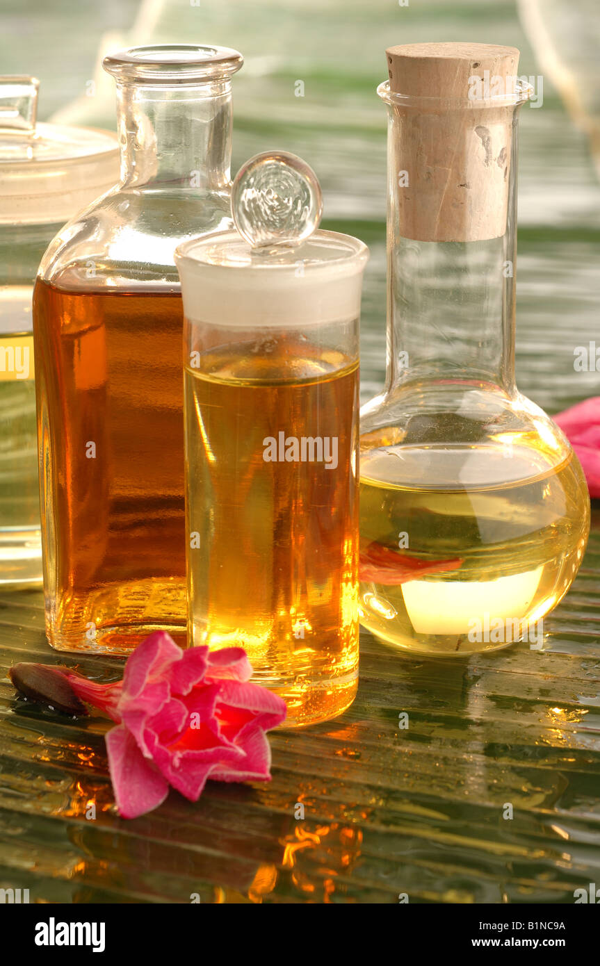 Four bottles and flacons Stock Photo Alamy